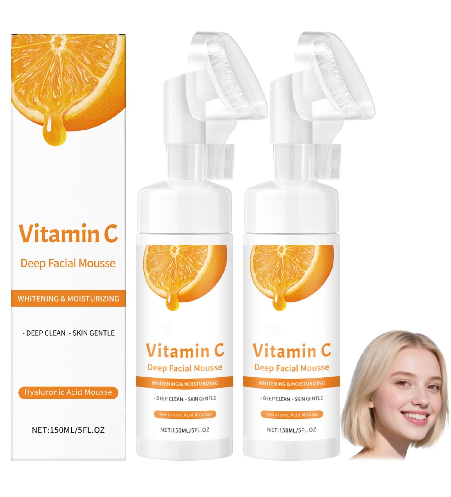 YUNFAX Vitamin C Deep Facial Mousse whitening & moisturizing facial cleanser with hyaluronic acid and aloe vera gentle foaming cleanser for deep cleansing skin radiance and barrier strength 150 ml 2 2 pieces - Buy Online on GoSupps.com