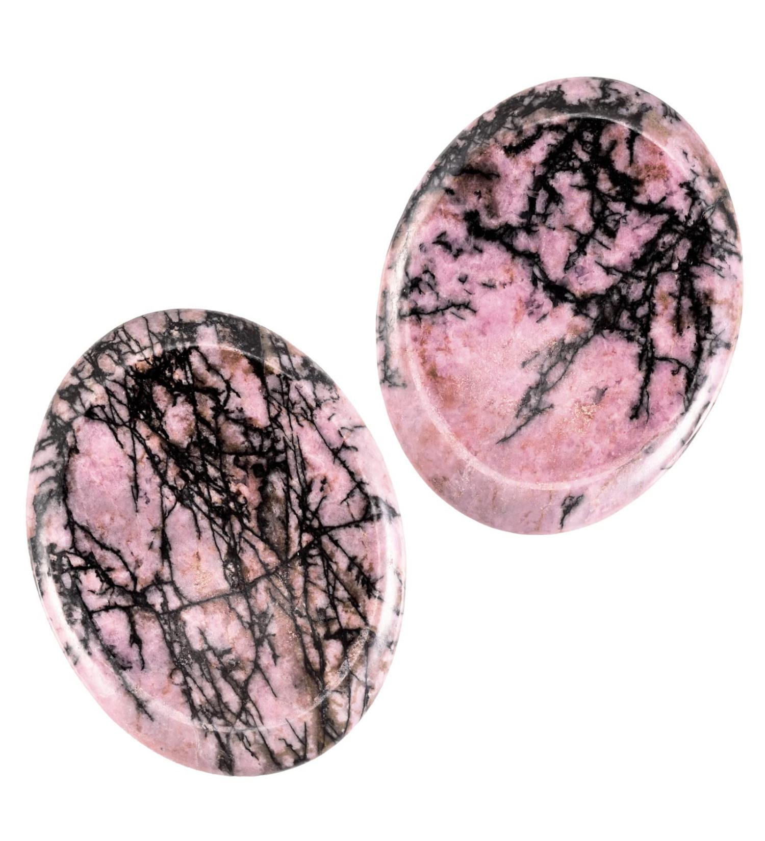 Nupuyai Rhodonite Oval Thumb Worry Stone Set - Healing Anxiety Stress Relief Crystal Therapy - Buy Online on GoSupps.com