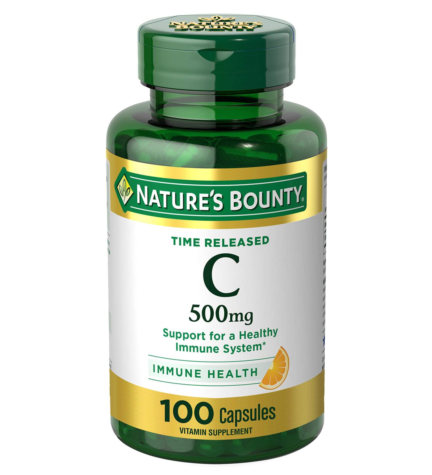Nature's Bounty Time Released Vitamin C 500mg â€“ 100 Capsules for Immune Support - Buy Online on GoSupps.com