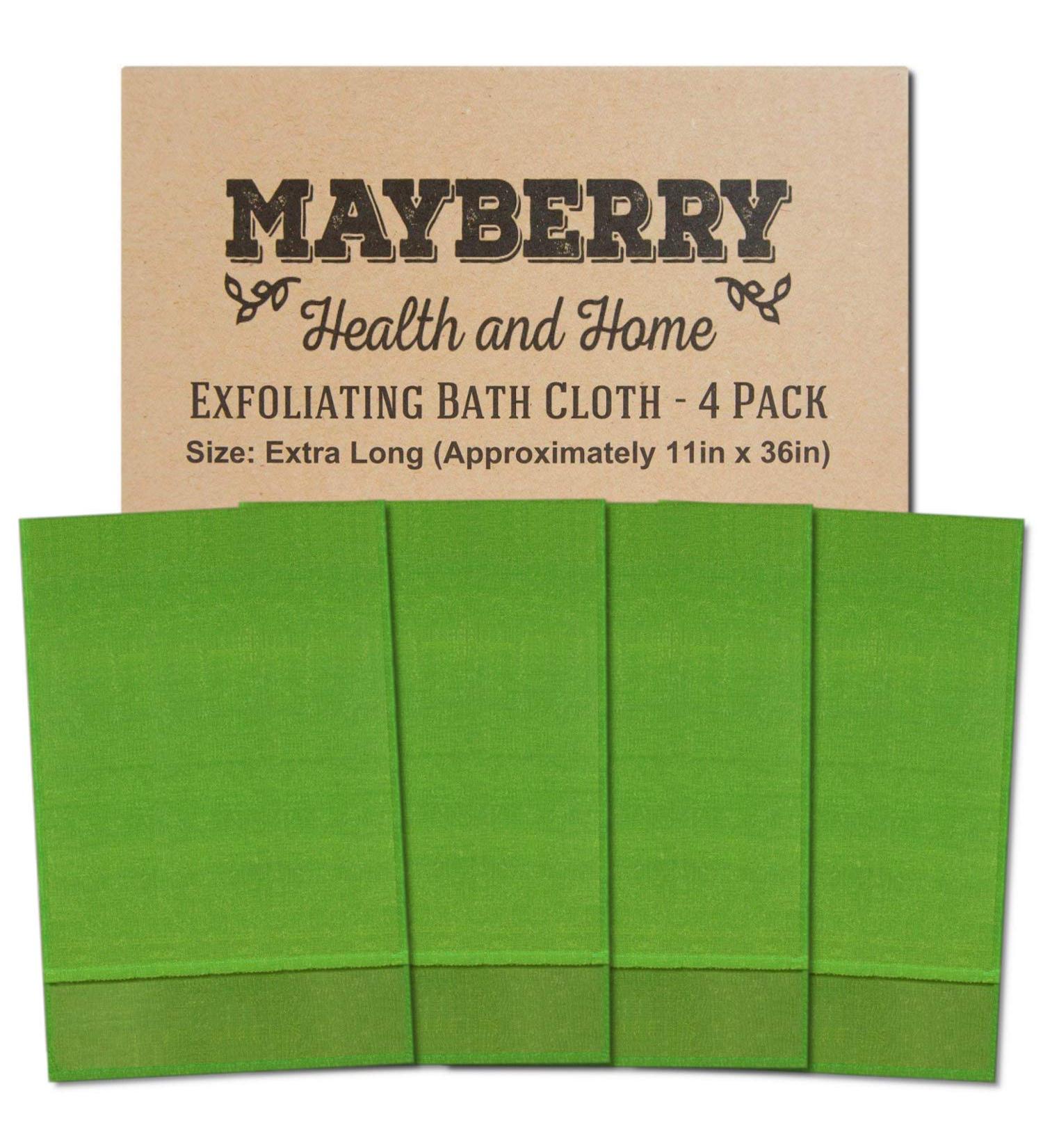 Extra Long 36-Inch Exfoliating Bath Cloth/Towel 4-Pack - Nylon - Green - Buy Online on GoSupps.com