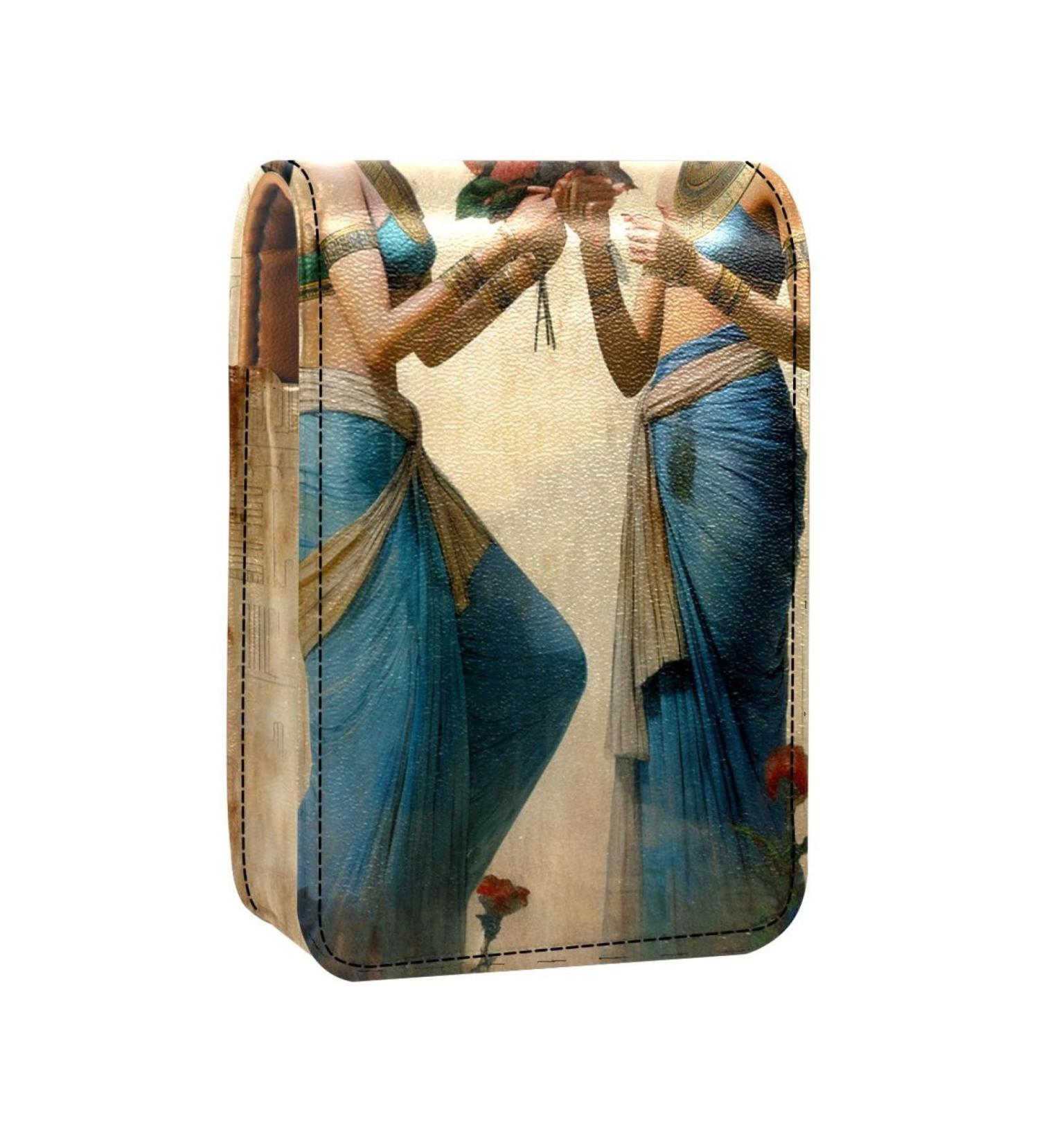 Buy Leather Lipstick Case Organizer with Mirror | Ancient Egyptian Retro Mini Lipstick Holder - Shop Internationally - Buy Online on GoSupps.com
