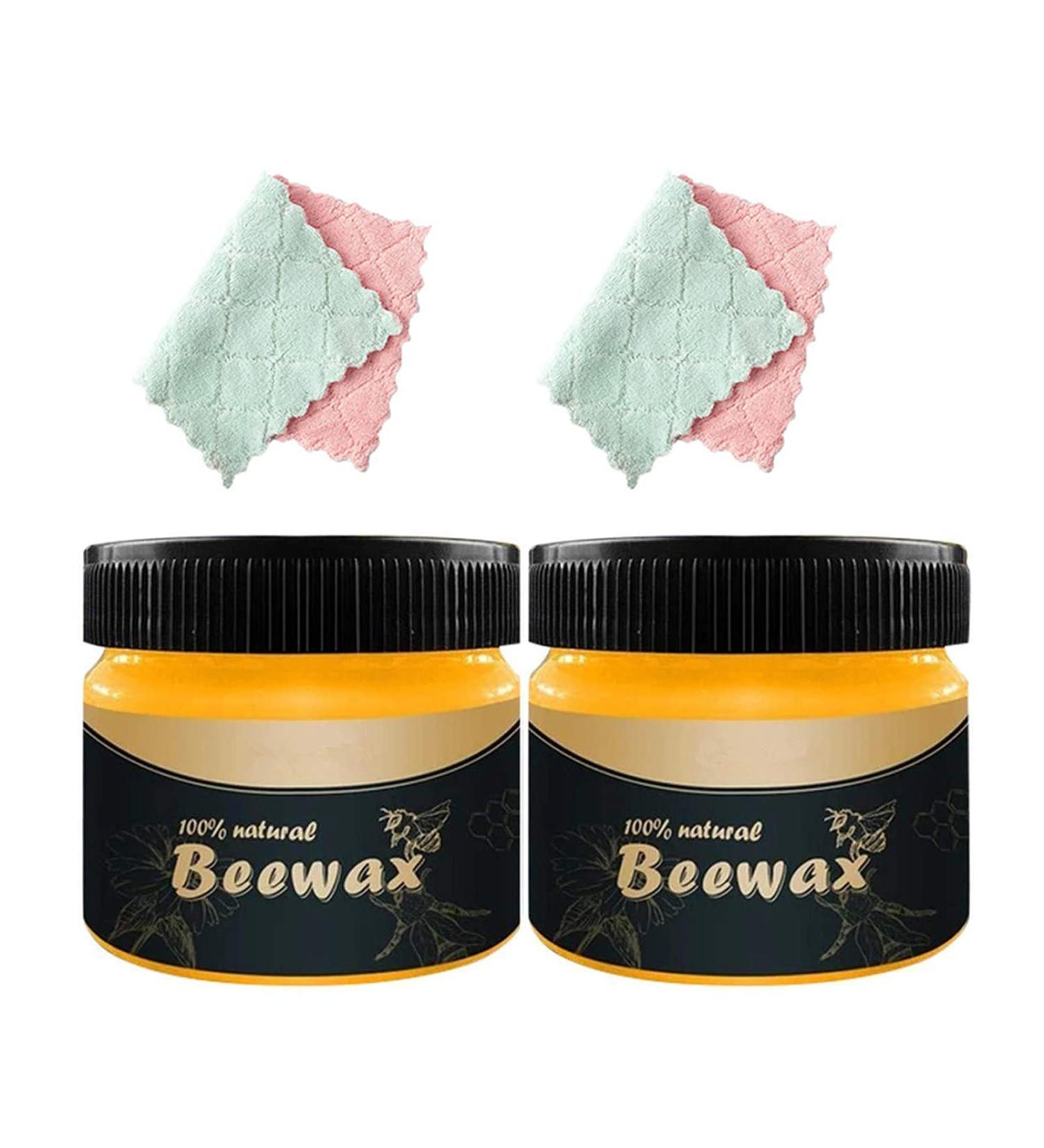 Wood Seasoning Beewax 2Pcs Guitar Mahogany Wax Multipurpose Natural Beeswax Wood Furniture Cleaner and Polish with 2 Rags - Buy Online on GoSupps.com