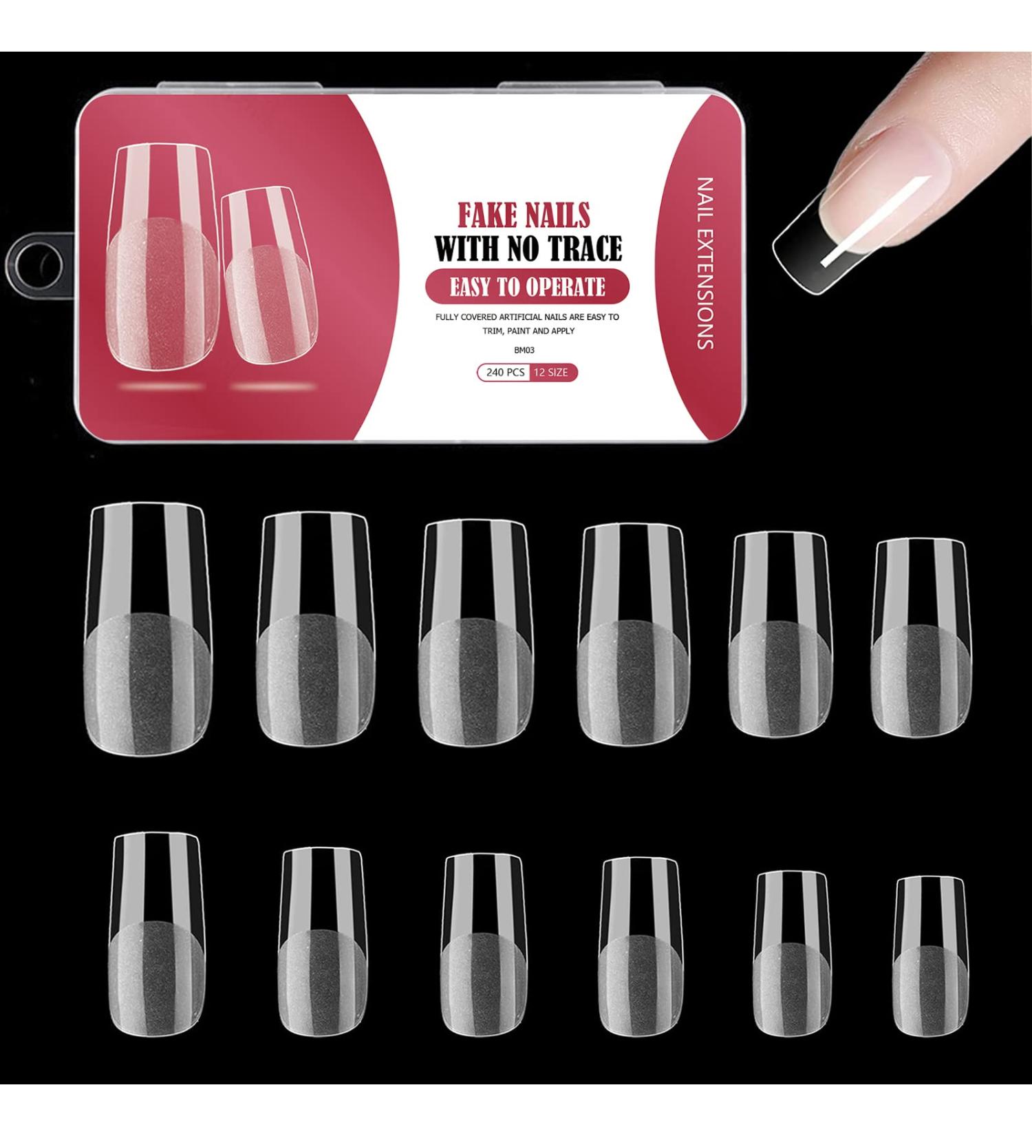 240 Pieces Square Fake Nail Tips - 10 Sizes Half-Matte Press-On Artificial Nails for Perfect DIY Manicure - Buy Online on GoSupps.com