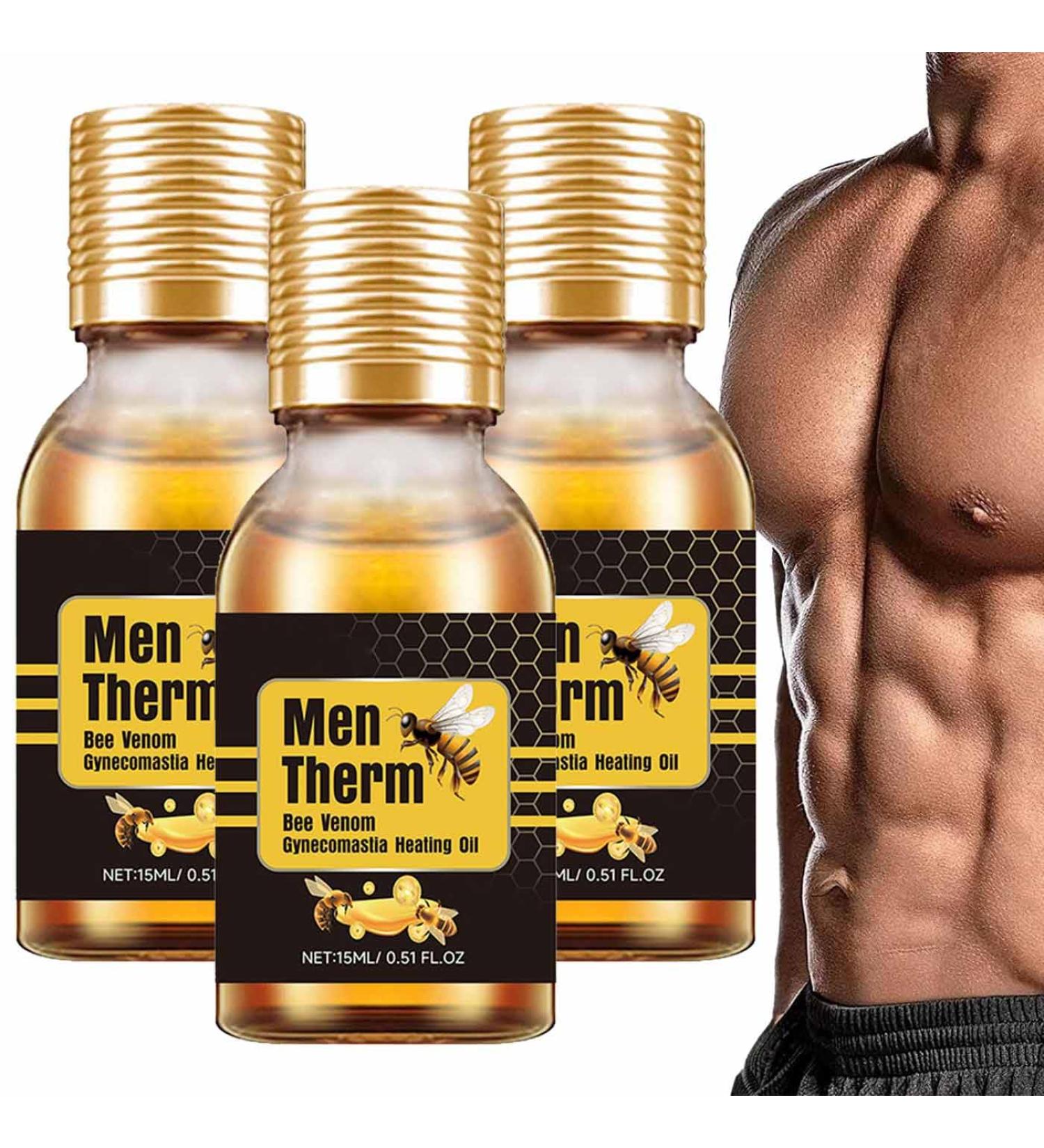  YUNFAN 3 Pieces Men Therm Bee Venom Oil Mentherm Bee Venom Gynecomastia Heating Oil Bee Venom Gel Gynecomastia Tightening Oil for Men Helps Strengthen Chest Muscles - Buy Online on GoSupps.com