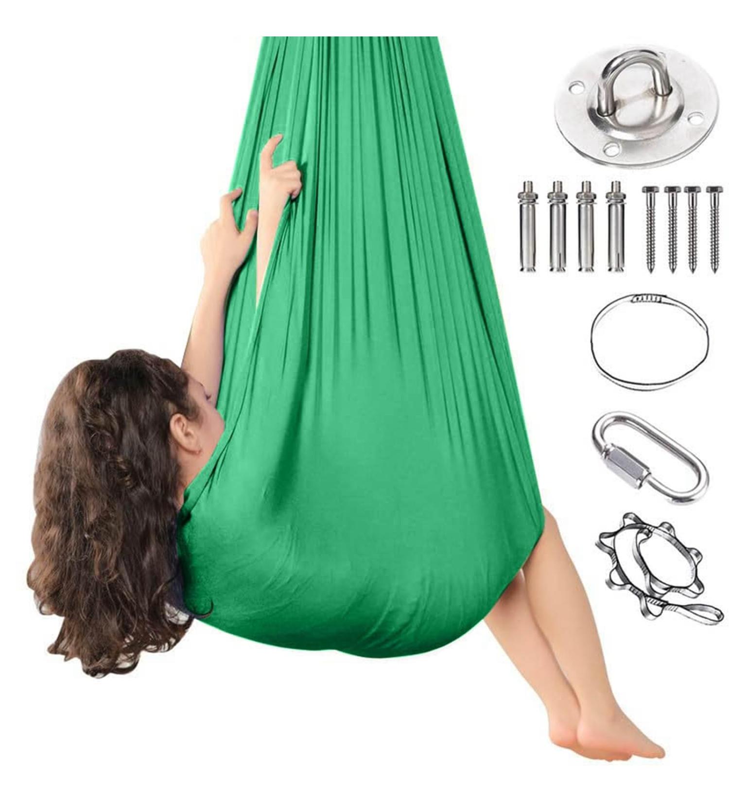 Children's Sensory Full Body Socks for Autism | Stretchy Breathable Body Sox for Stress Reduction | 280x100cm Dark Green - Buy Online on GoSupps.com