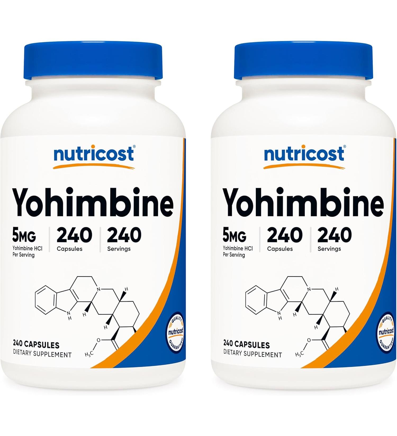 Nutricost Yohimbine HCl 5mg - Pack of 2 - 240 Capsules - Buy Online on GoSupps.com