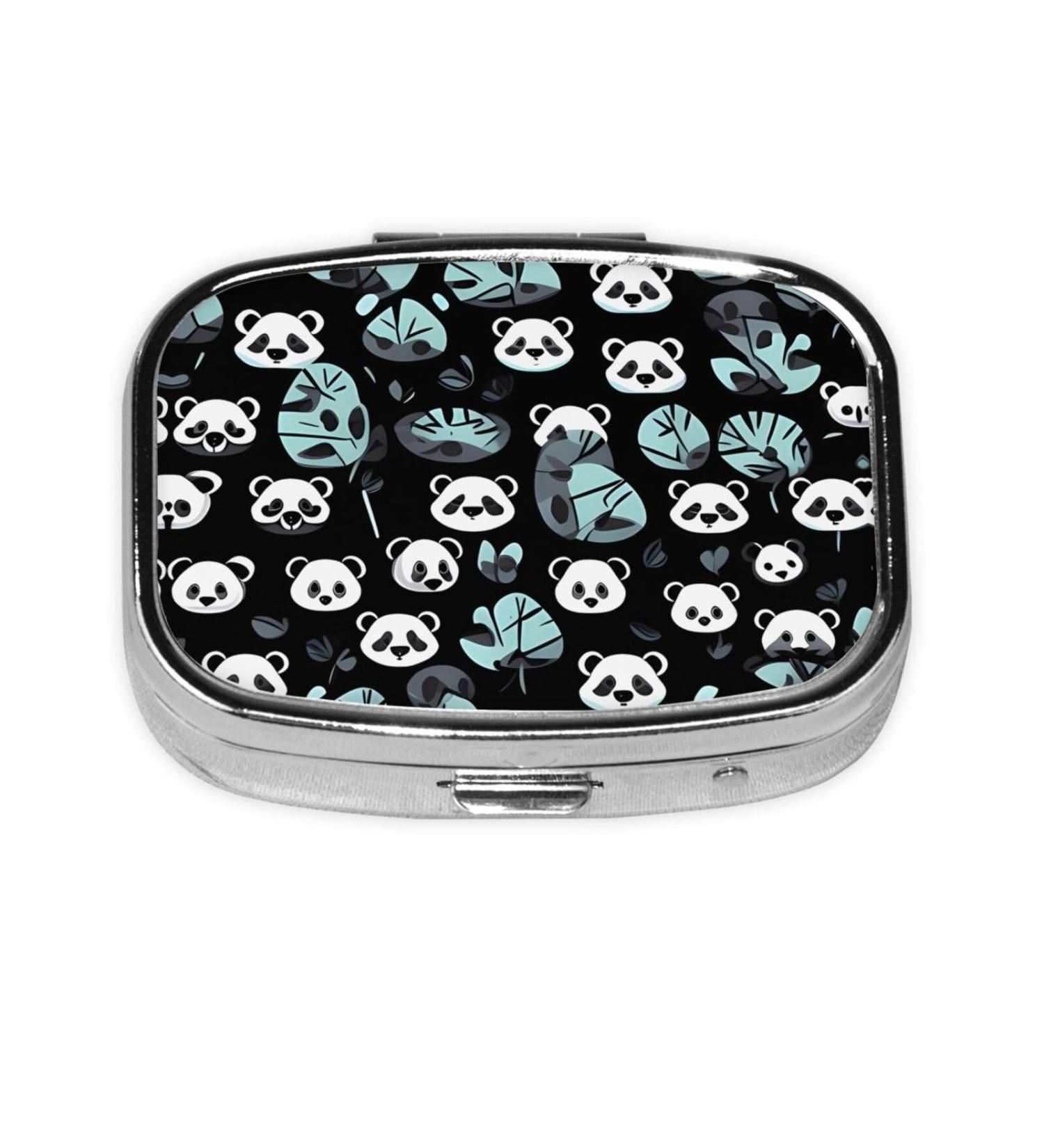 Black and White Panda Face Small Pill Case | Cute 2 Compartment Travel Pill Box Organizer for Purse | Perfect Gift for Travel - Buy Online on GoSupps.com