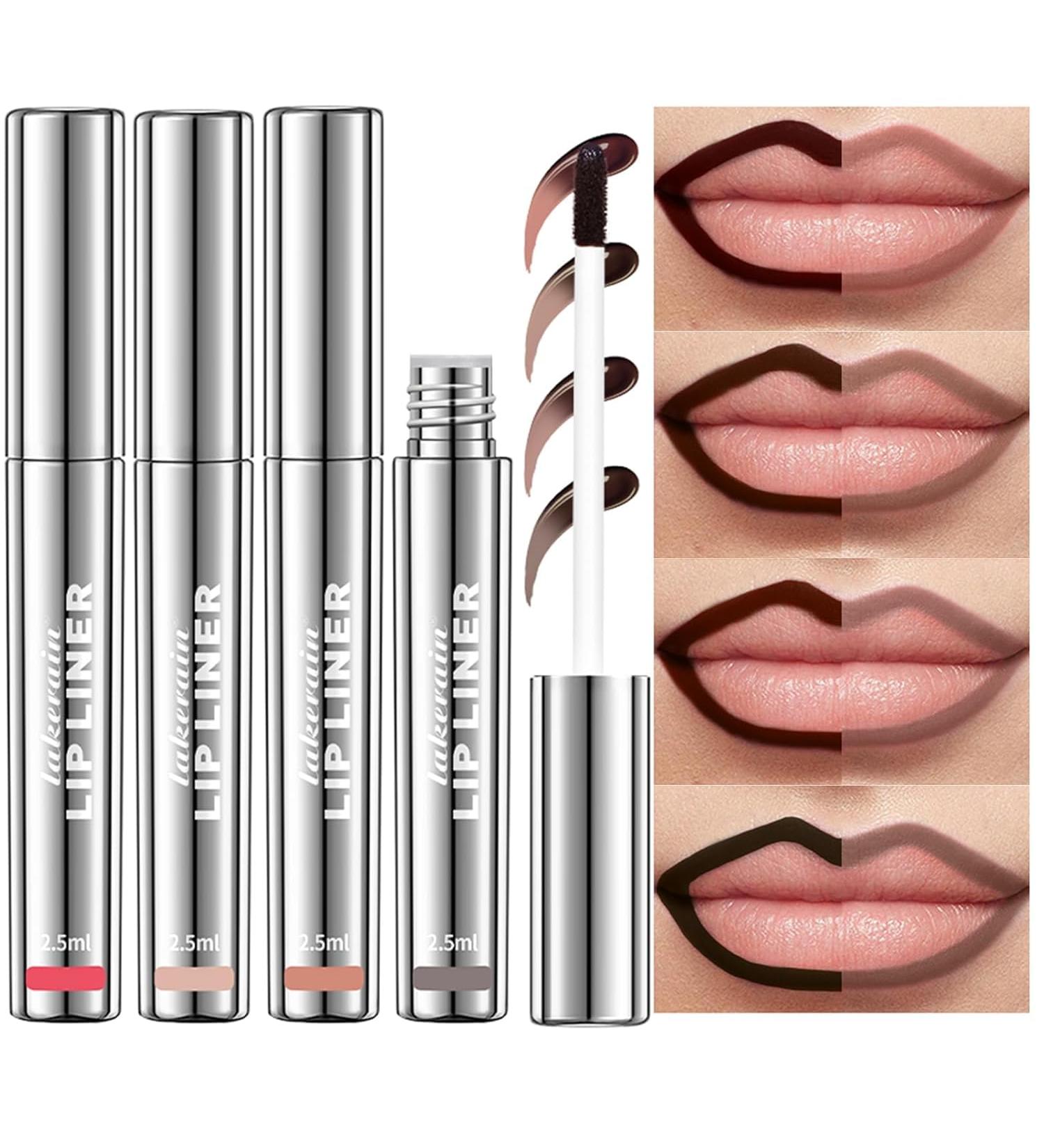 HOPHAT 4PCS Peel Off Lip Liner Set Easy Peel & Reveal Lip Stain Waterproof Long Lasting Peel Off Lipstick Lip Liner Makeup Beauty - Buy Online on GoSupps.com