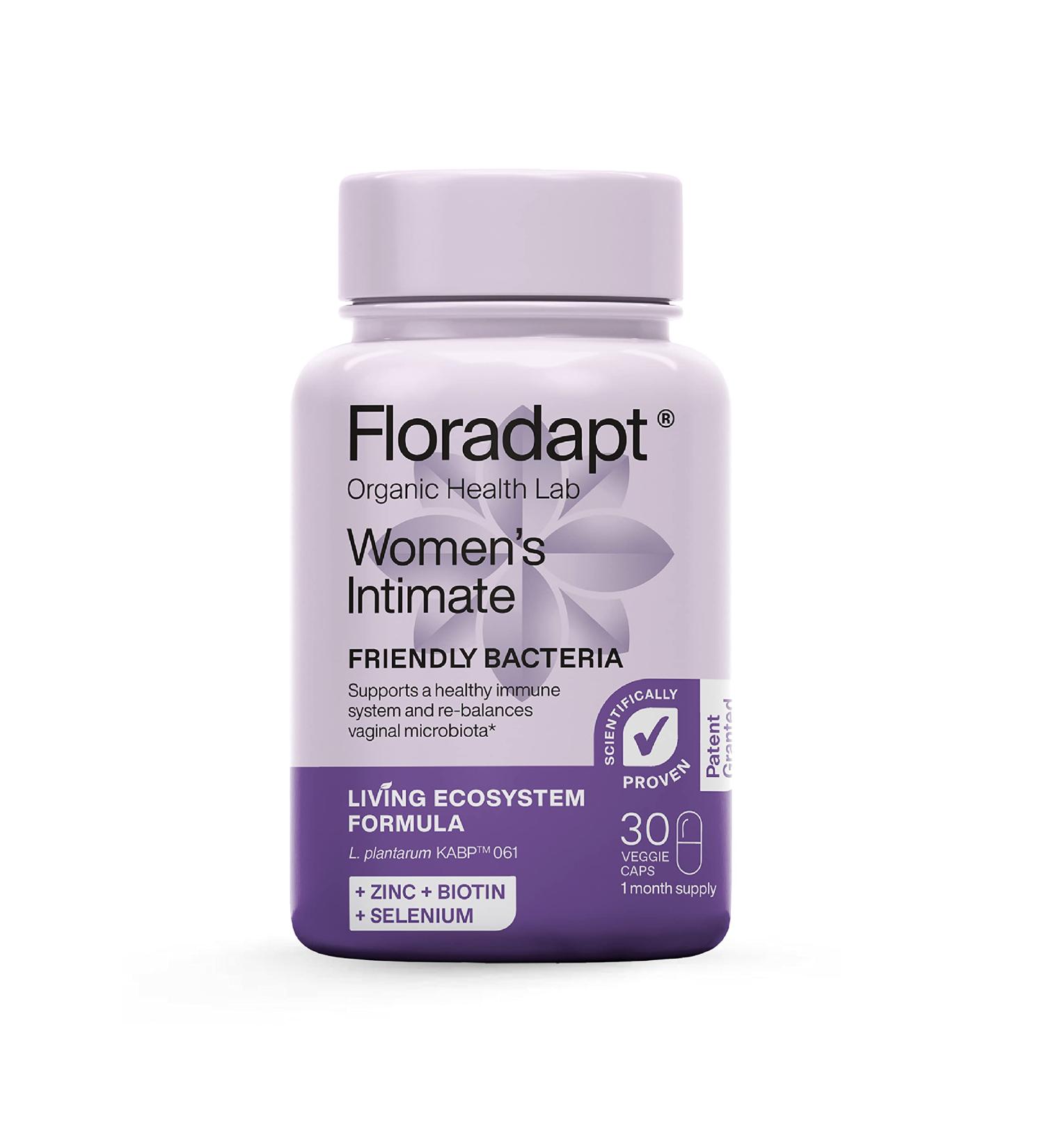 Floradapt Women's Intimate Probiotics | Vegan & Certified Organic Candida Support Women Capsules | Thrush Treatment & Vaginal Health for Ladies | (30 Days Serving) - Buy Online on GoSupps.com