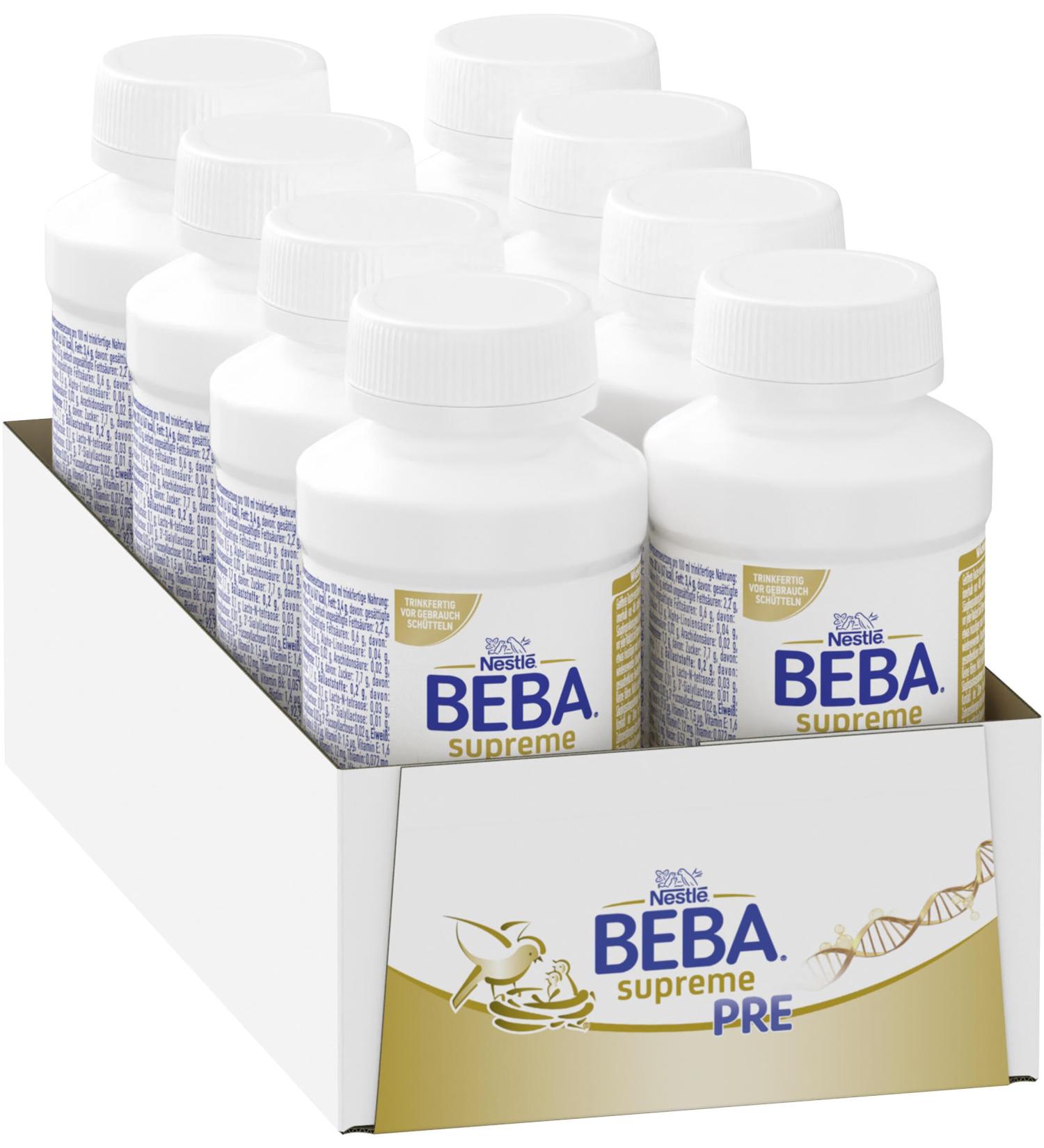 Nestl BEBA SUPREME PRE Infant Milk - Ready-to-Drink Bottles with Omega 3 (8 x 200ml) - International Shipping Available - Buy Online on GoSupps.com