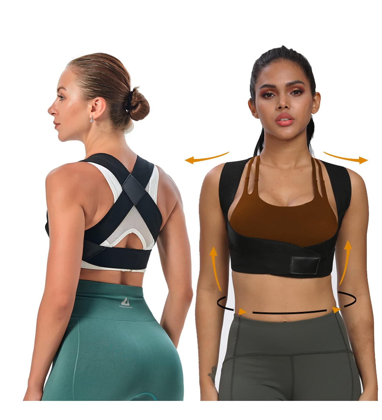 Back Posture Corrector Brace - Adjustable Upper Back Support for Pain Relief | Unisex Chest Support (Black Medium - Buy Online on GoSupps.com