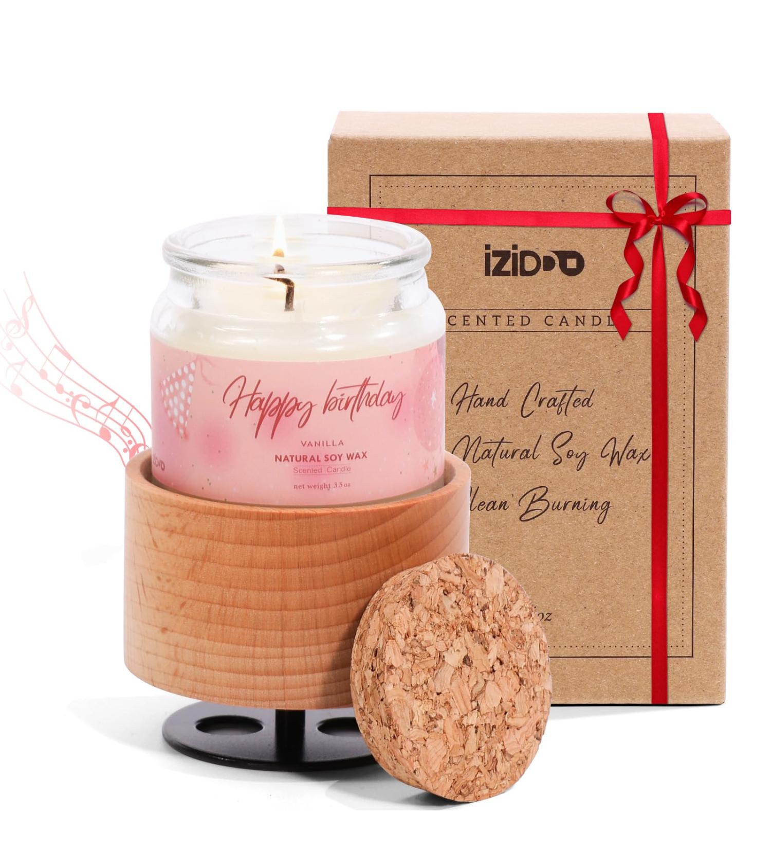 IZIDDO Birthday Candles | Scented Vanilla Music Box Candles | Perfect Happy Birthday Gifts for Women & Girls (3.5oz - Buy Online on GoSupps.com