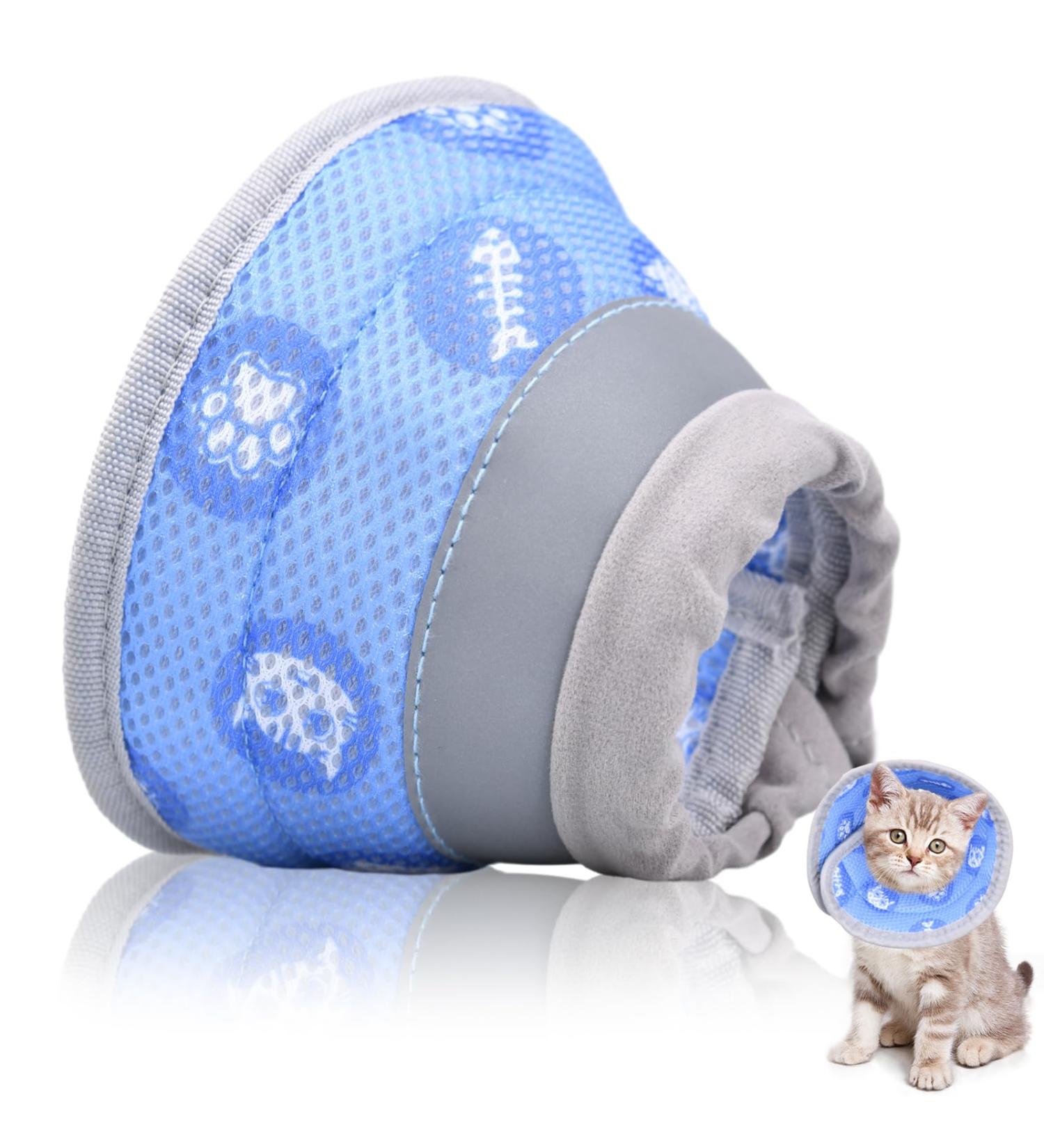 Adjustable Cat Collar & Foldable Recovery Cone | Prevents Licking Wounds for Kittens - Cats Rullenkruff - Buy Online on GoSupps.com