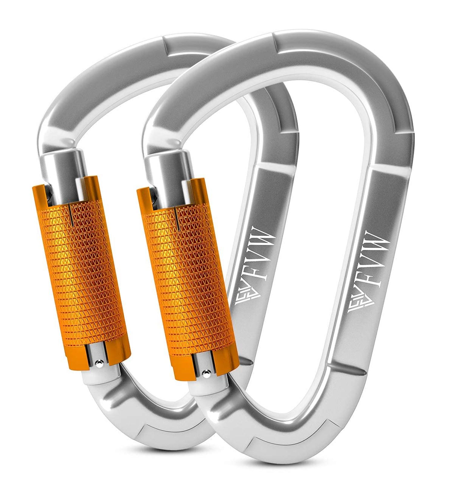 3-Piece UIAA Certified 25KN Auto-Locking Carabiner Set - Versatile Climbing Equipment for Hammocks Swings & Dog Leashes - Buy Online on GoSupps.com