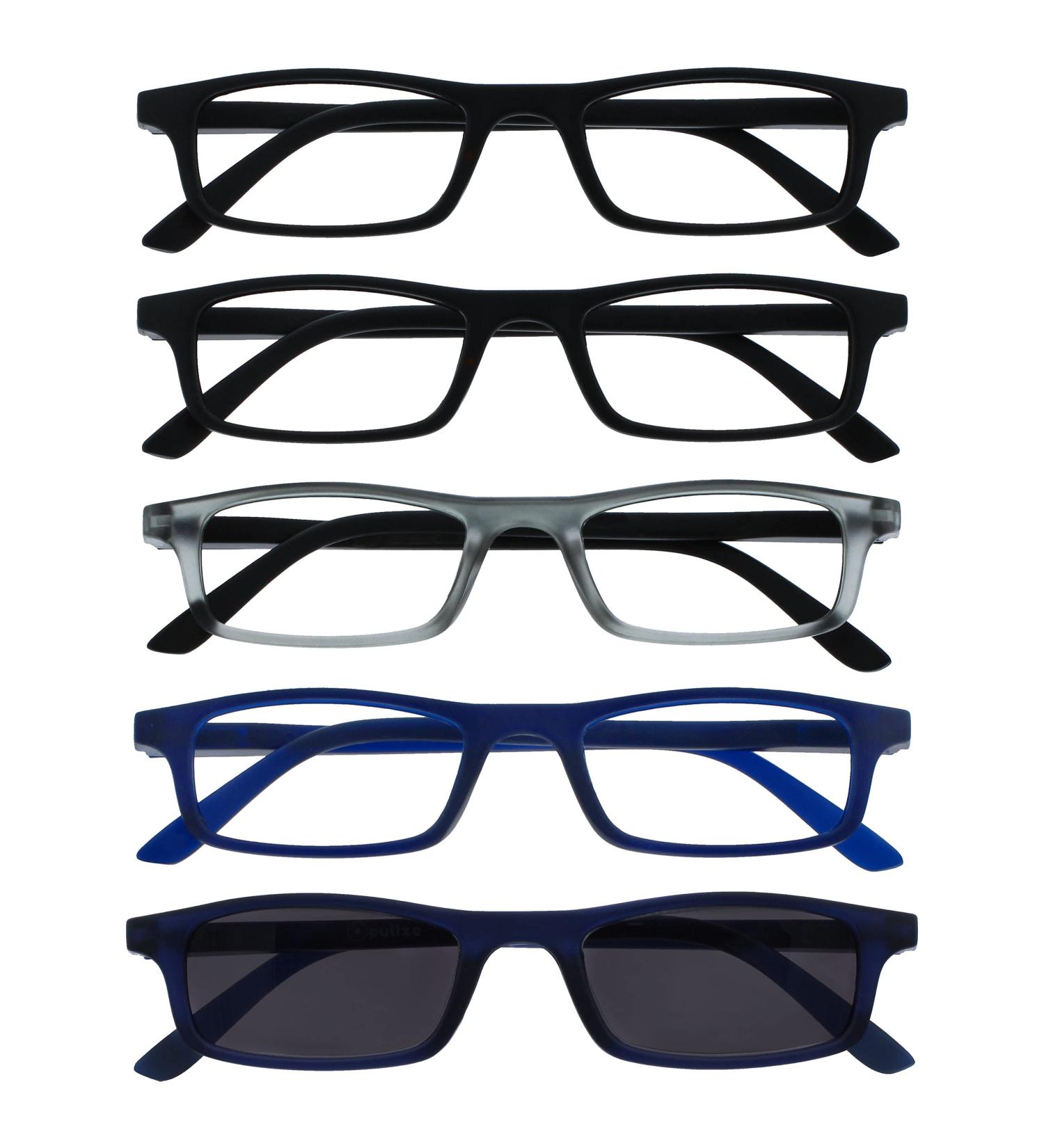 RRRR17-1173 Reading Glasses 4-Pack - Black Gray Navy | Stylish +3.00 Diopters for Men & Women - Lightweight Feather Hinges - Buy Online on GoSupps.com