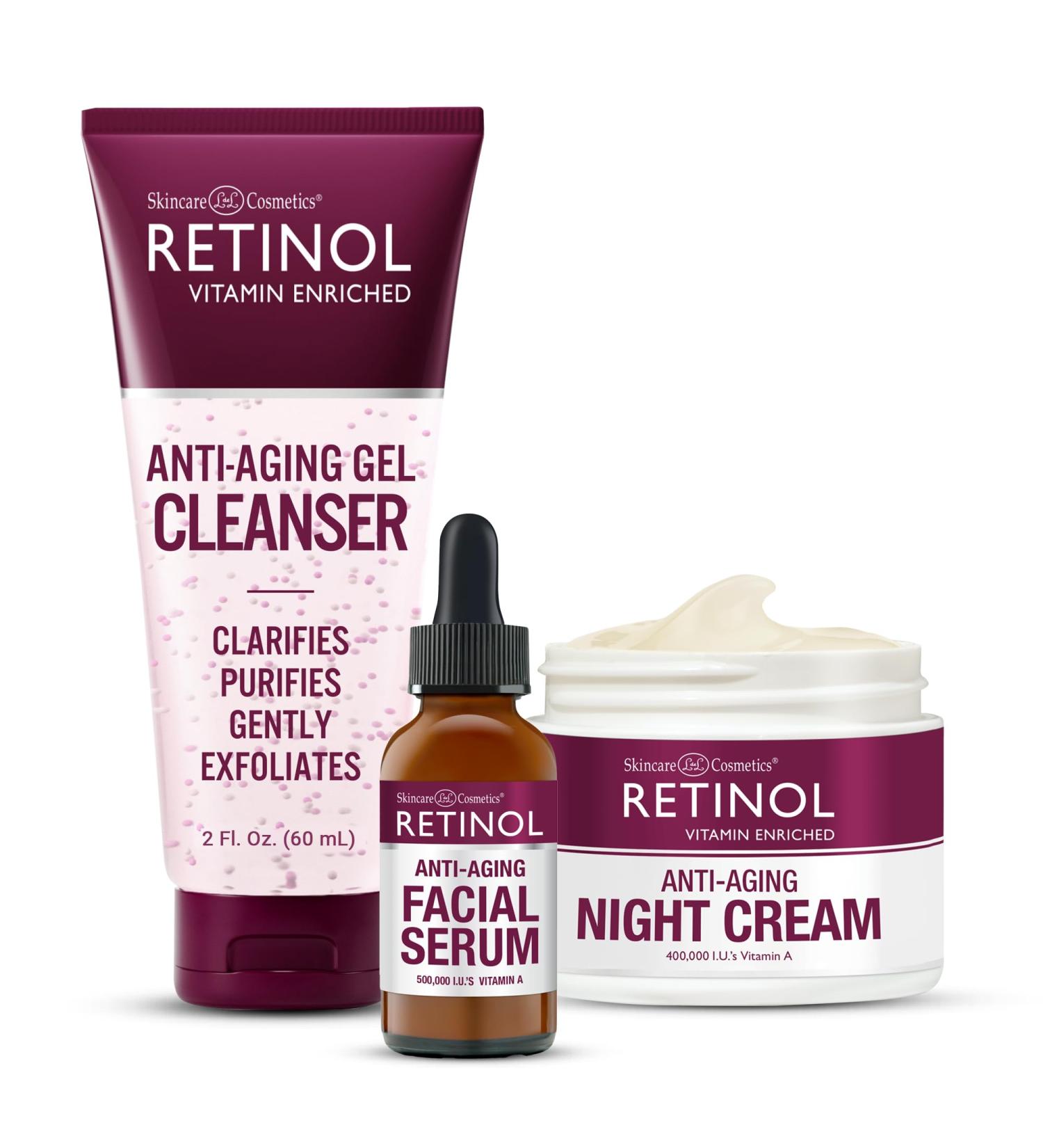 LIVAURA Retinol Anti-Aging Night Essentials 3 Step Renewal Kit The Original for a Younger Look Smooths Restores and Refines Cleanse Treat Repair & Hydrate On-The-Go - Buy Online on GoSupps.com