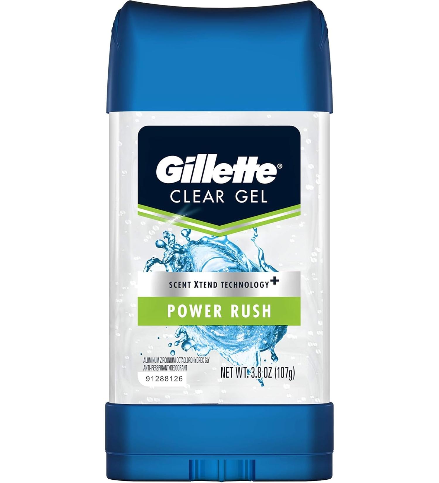 Gillette Anti-Perspirant Deodorant Clear Gel Power Rush 3.8 oz (Pack of 2)