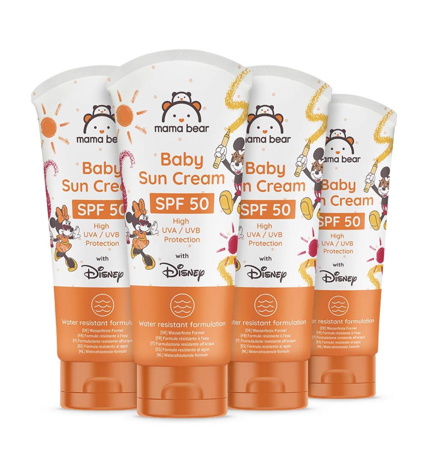 Disney Mama Bear Baby Sun Cream SPF 50 - 4x100ml | High UVA/UVB Protection - Buy Online on GoSupps.com