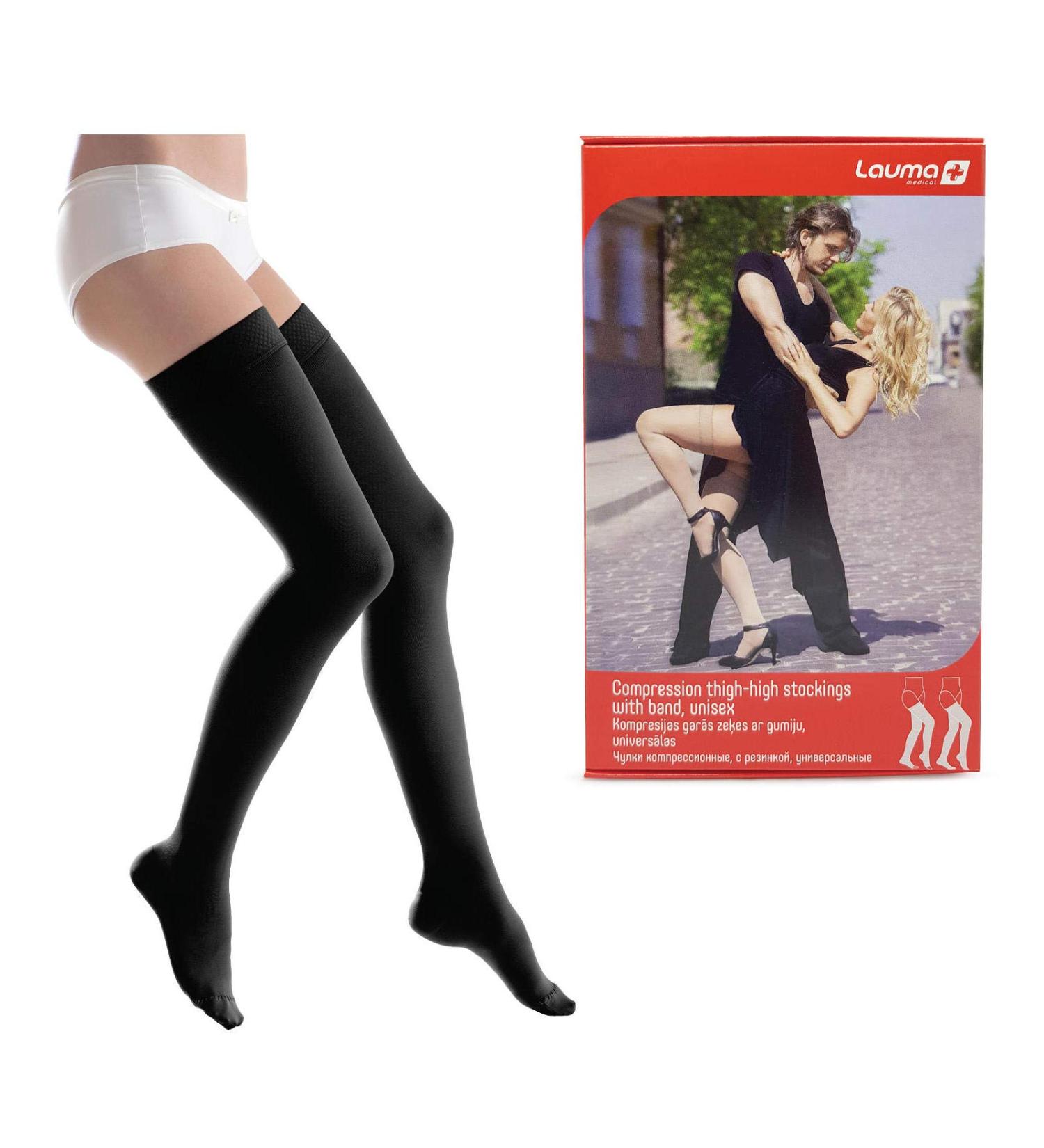Lauma Medical Compression Stockings Class 2 - 23-32 mmHG Black S-Size Long for Varicose Veins & Leg Swelling Relief - Buy Online on GoSupps.com