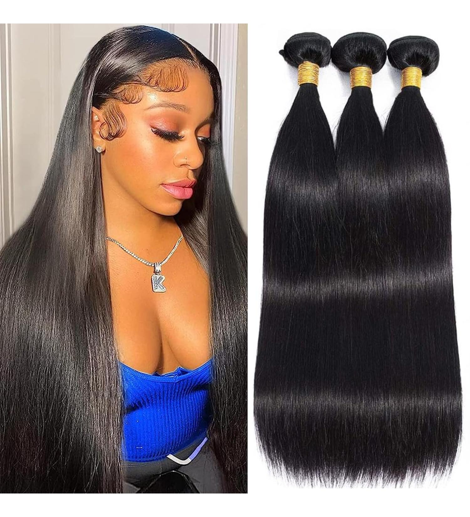 Buy Brazilian Straight Hair Extensions 100% Virgin Human Hair Bundles (18 20 22 Inches) Natural Black Color Ship Worldwide - Buy Online on GoSupps.com