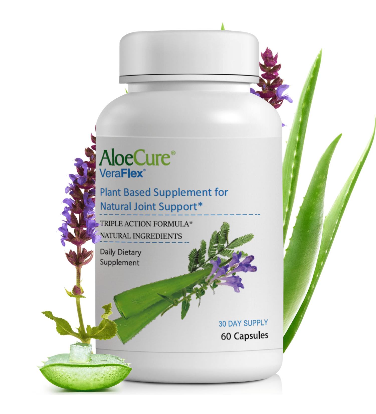 AloeCure VeraFlex Natural Joint Support Supplement with USDA Organic Aloe Vera - Joint Support Capsules for Comfort Mobility and Flexibility - Plant Based Formula for Joints & Mobility 60 Caps x 12 - Buy Online on GoSupps.com