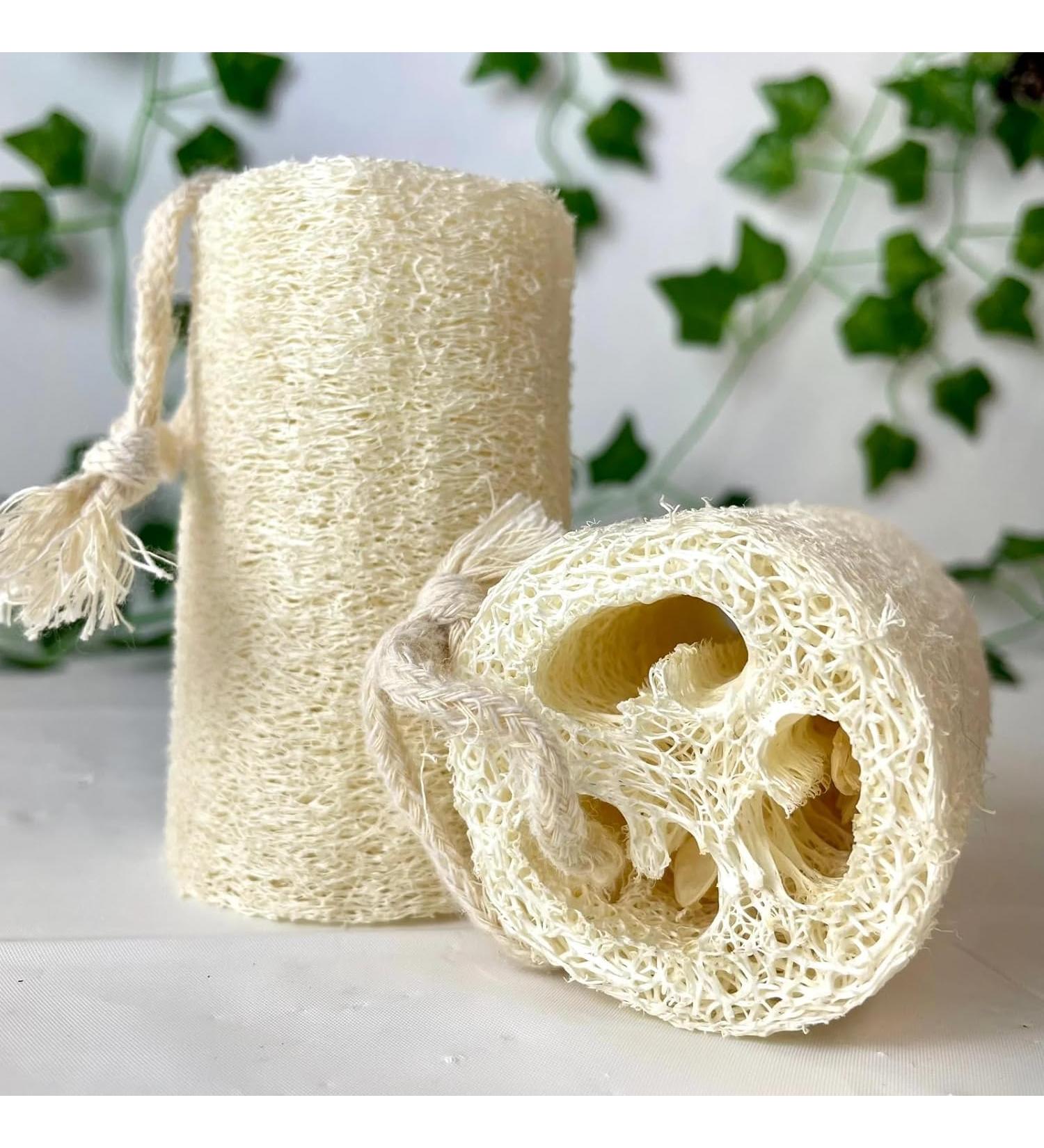 Buy Big Leaf Egyptian Loofah Sponge - 100% Natural Organic Exfoliating Body Scrubber for Men Women Kids | Textured Shower & Bath Sponge for Cellulite & Dry Skin - Buy Online on GoSupps.com