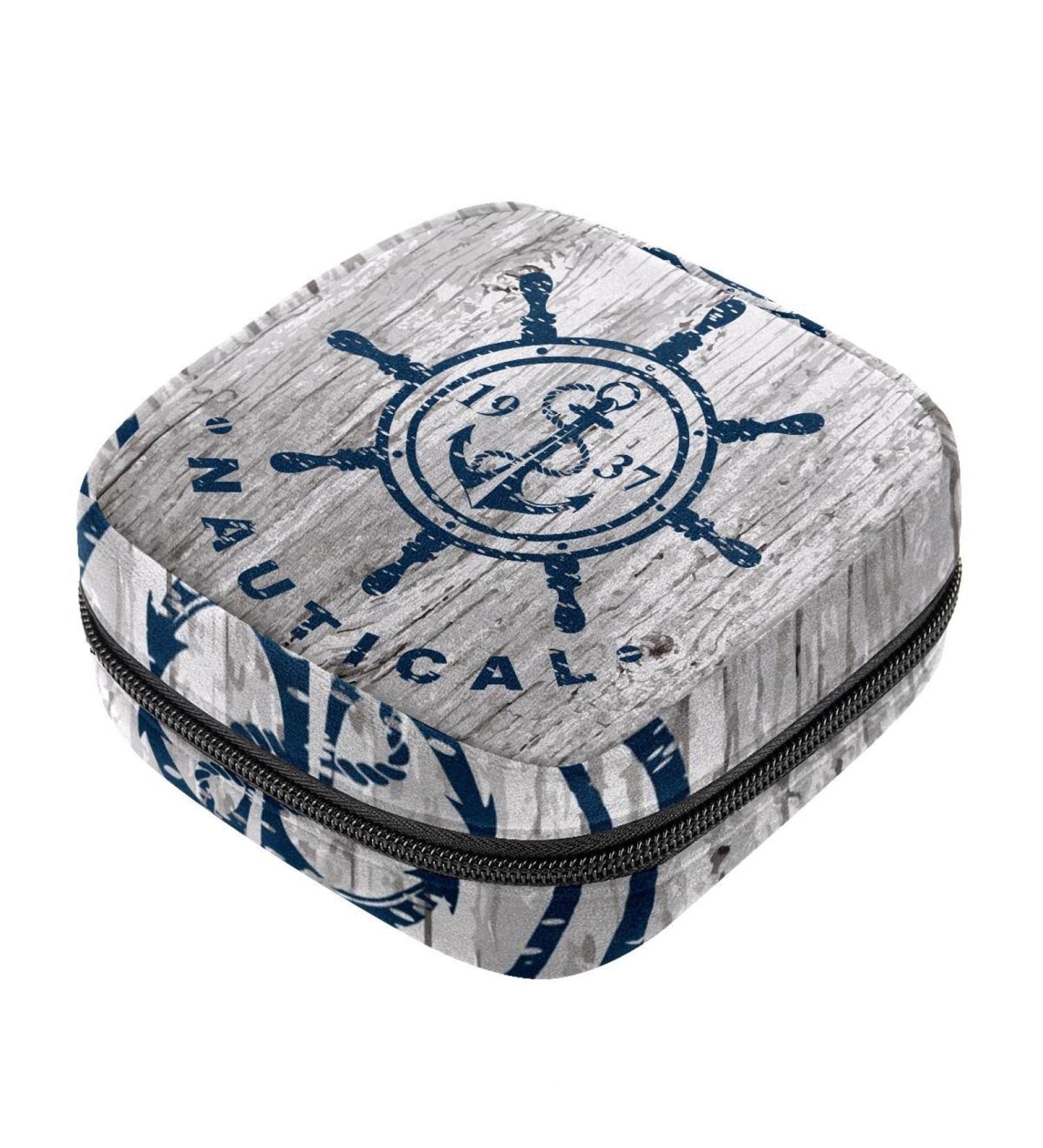 Navy Bathroom Anchor Sanitary Napkin Storage - Period Pocket for Women & Teen Girls | Menstrual Cup Bag - Buy Online on GoSupps.com