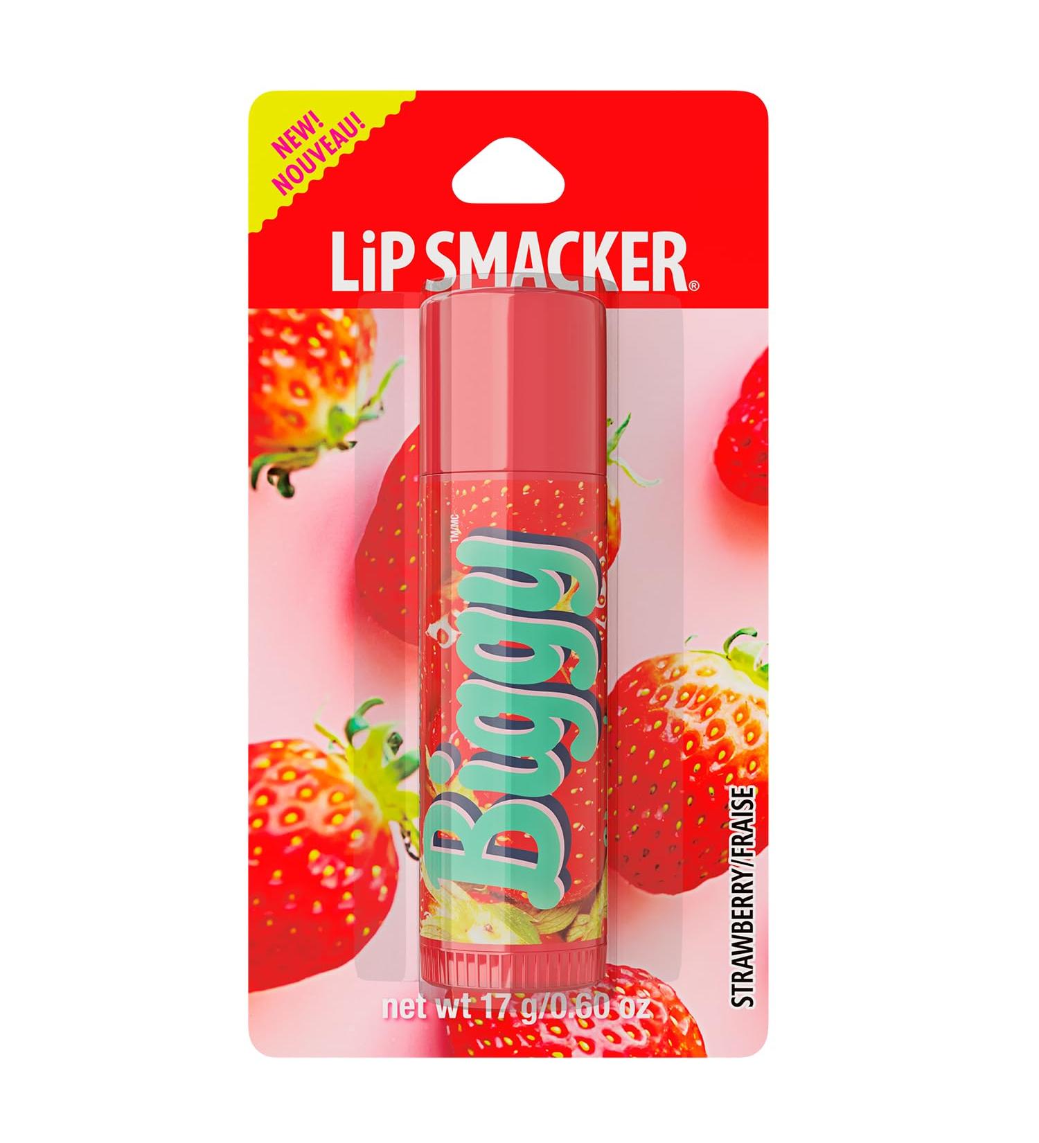 Lip Smacker Biggy Lip Balm Nostalgic Flavor Ultra-Moisturizing & Hydrating Clear Glossy Finish Fun & Collectible Gift for All Ages - Strawberry - Buy Online on GoSupps.com