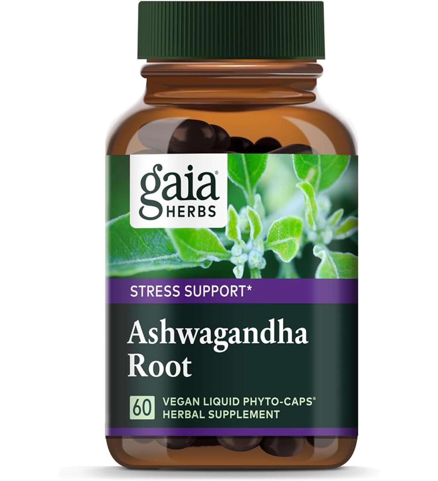 Gaia Herbs Ashwagandha Root Capsules - Organic Stress  Immune Support & Restful Sleep - 60 Vegan Liquid Phyto-Capsules - Buy Online on GoSupps.com