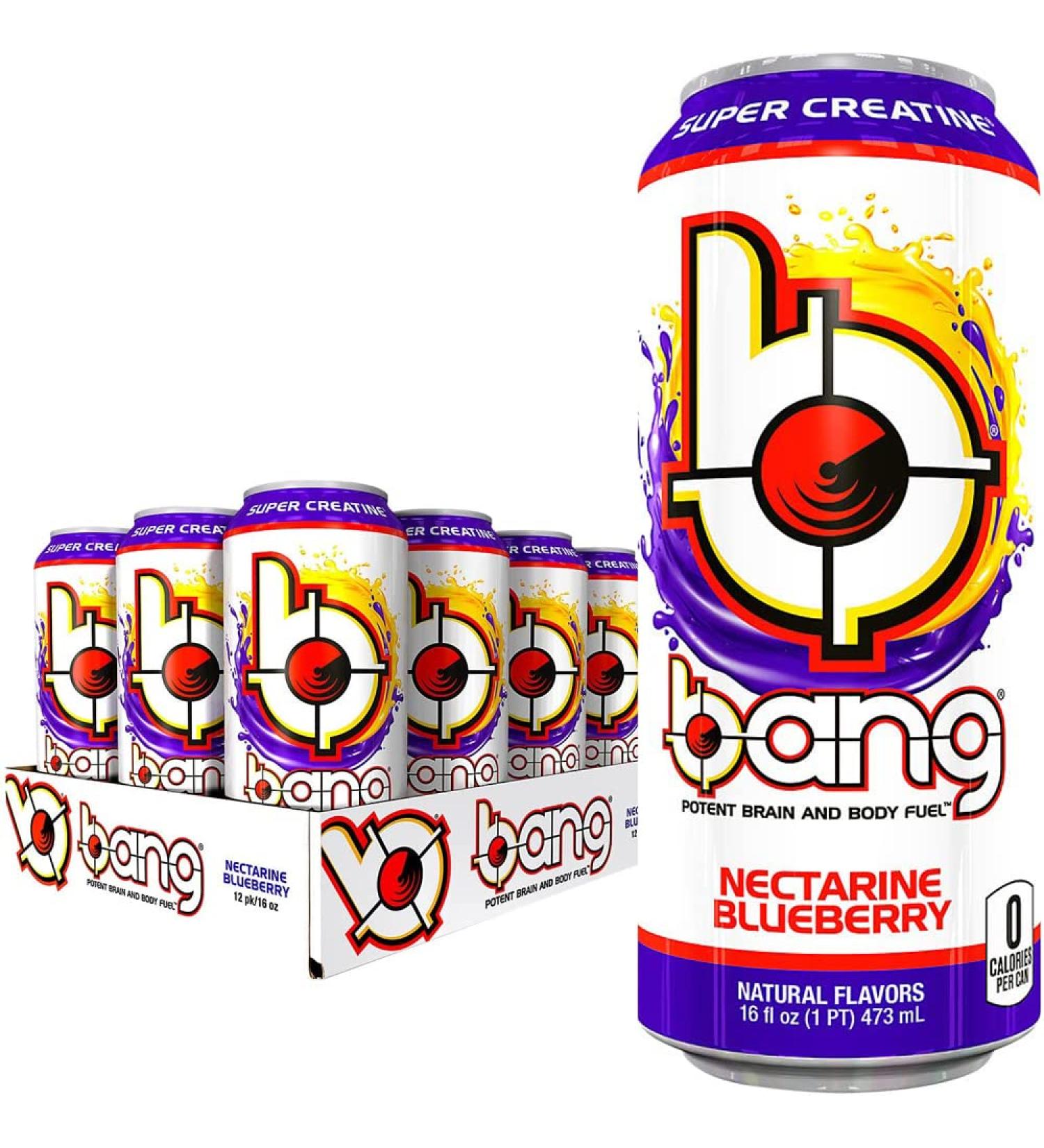 Bang Nectarine Blueberry Energy Drink | Natural Boost for Performance - Buy Online on GoSupps.com