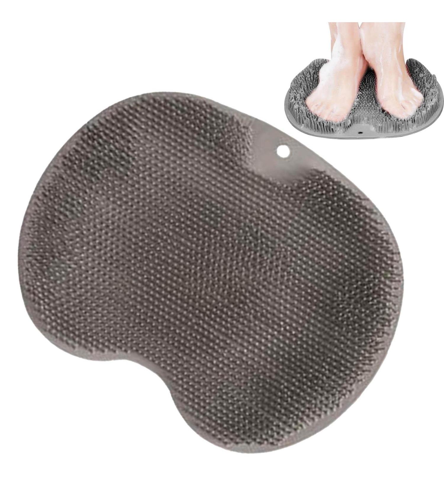 Qiyifang Silicone Shower Foot Scrubber - 2 Pieces Non-Slip Back Brush with Suction Cups | Dead Skin Remover & Foot Massager - Gray - Buy Online on GoSupps.com