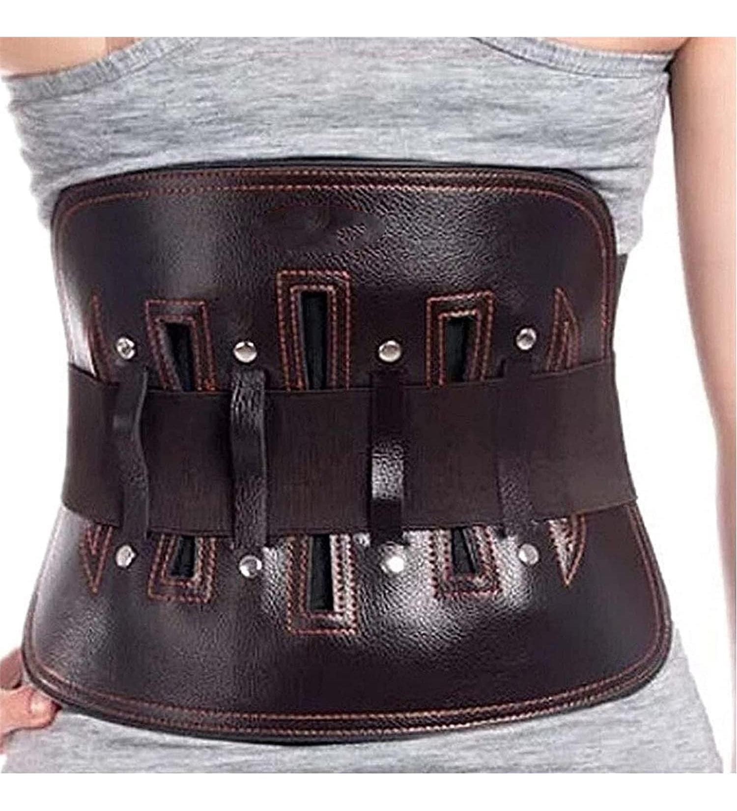 Buy X-Large Brown Leather Back Brace for Lower Back Pain Relief - Waist Support Belt with Lumbar Pads & Posture Correction for Herniated Disc Sciatica & Scoliosis - Buy Online on GoSupps.com