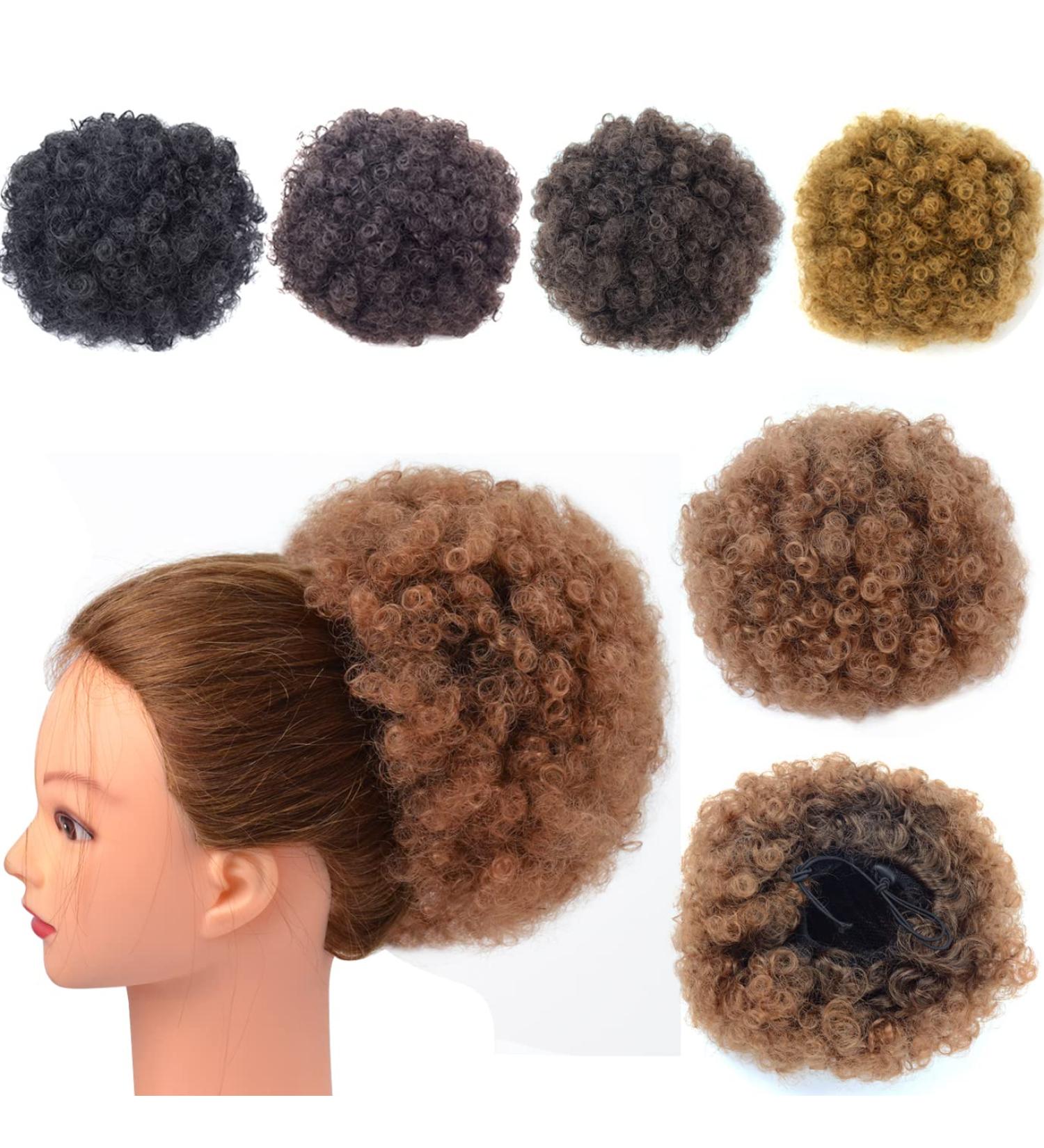 Short Kinky Curly Afro Puff Drawstring Ponytail Extension | Clip in Hairpiece for Women (Large T1B/30#) - Buy Online on GoSupps.com