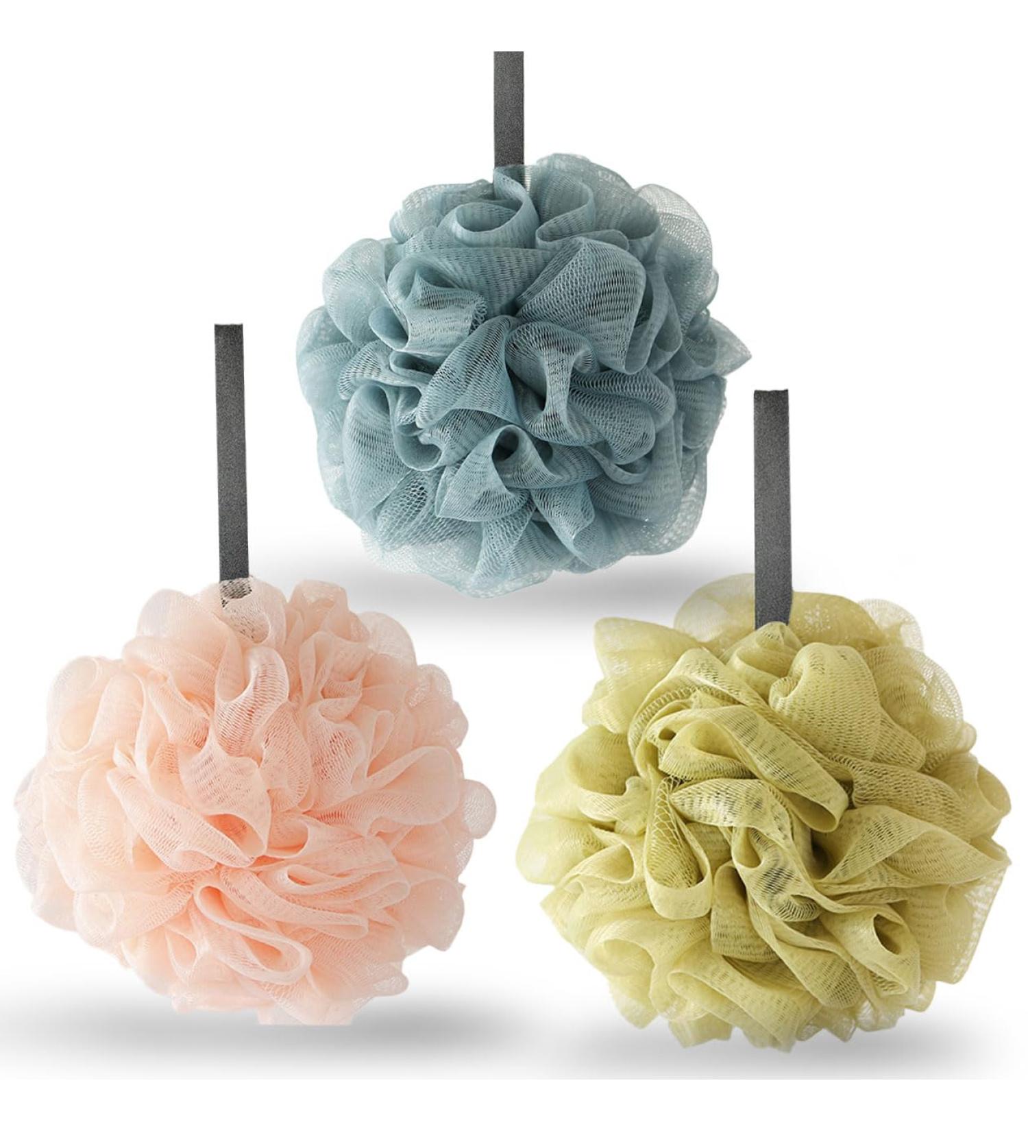3 Pcs Exfoliating Bath Sponge Shower Puff Set for Adults - Soft Loofah Mesh Shower Ball Scrubbers - Buy Online on GoSupps.com