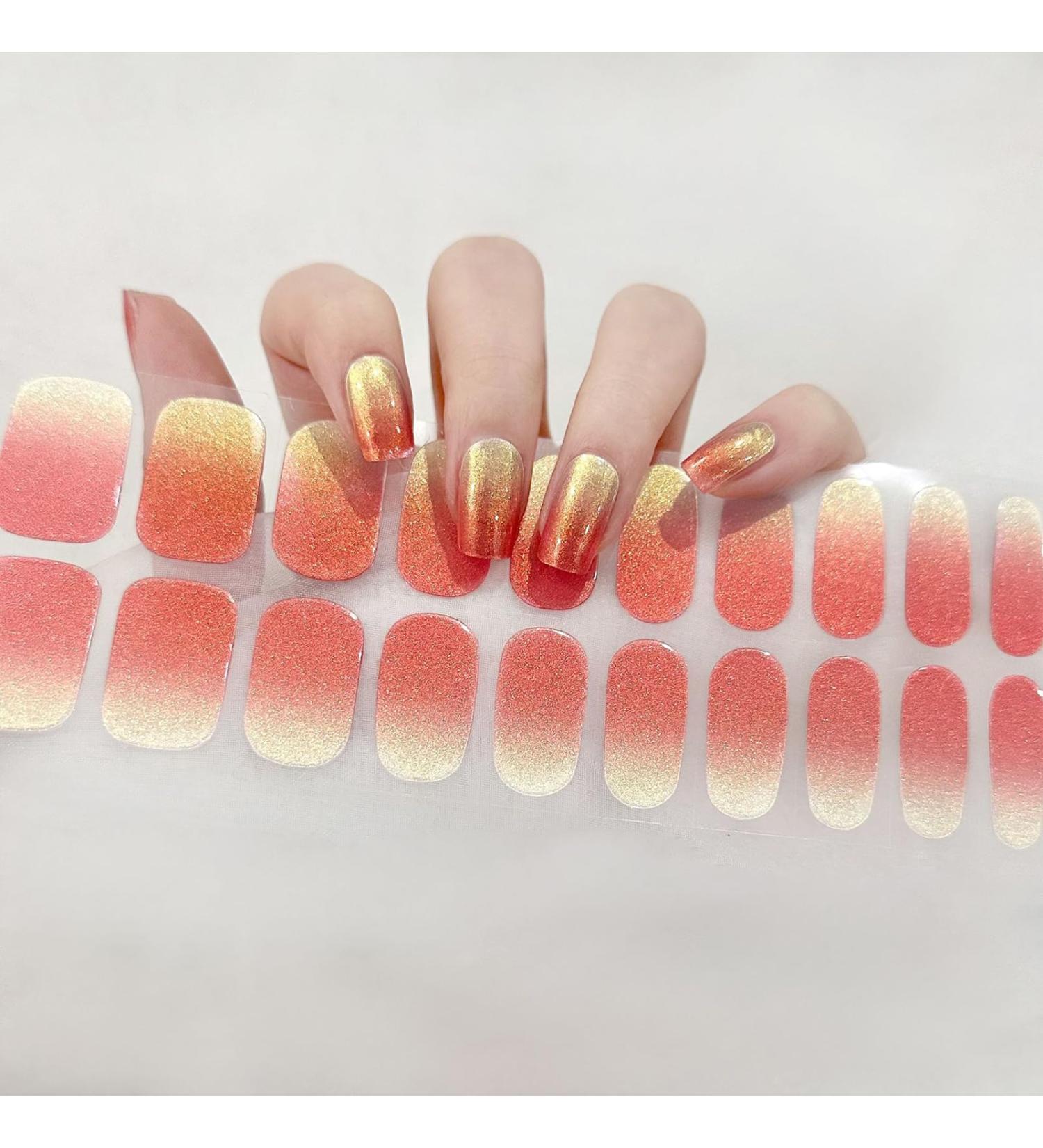 Buy Ceboic 22-Piece Orange Gradient UV Gel Nail Foils - Self-Adhesive Salon Quality Nail Wraps & Strips - Semi-Cured Gel Nails for Professional Results - Buy Online on GoSupps.com