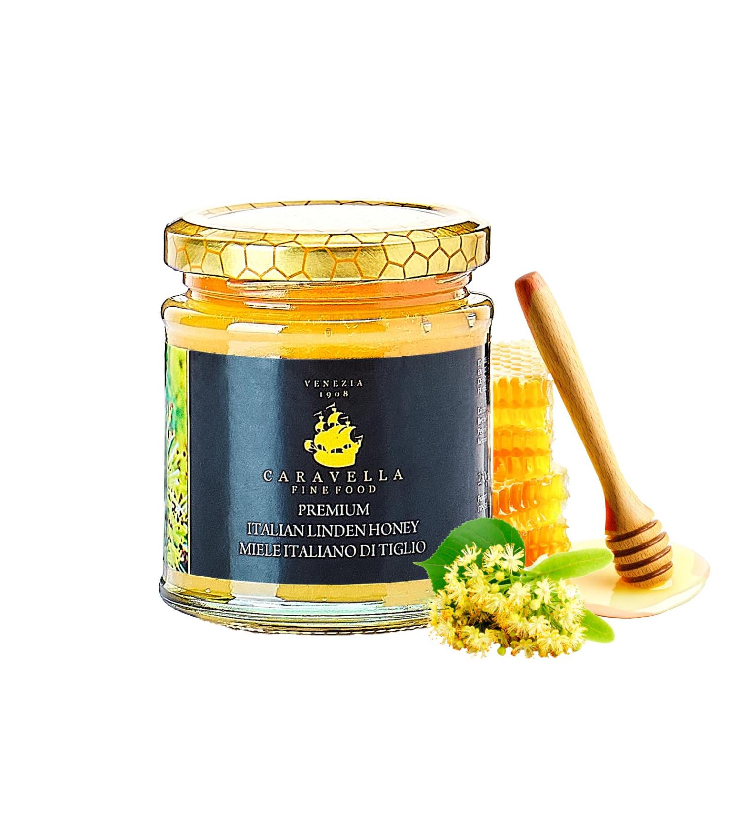 Miel de Tilleul 250 g Italien Caravella Fine Food| Cr meux L ger Floral Herbac Cru Non pasteuris | Antioxydants et Enzymes Apaisant et Calmant| Id al pour Th Petit-d jeuner Bien- tre L clat du teint - Buy Online on GoSupps.com
