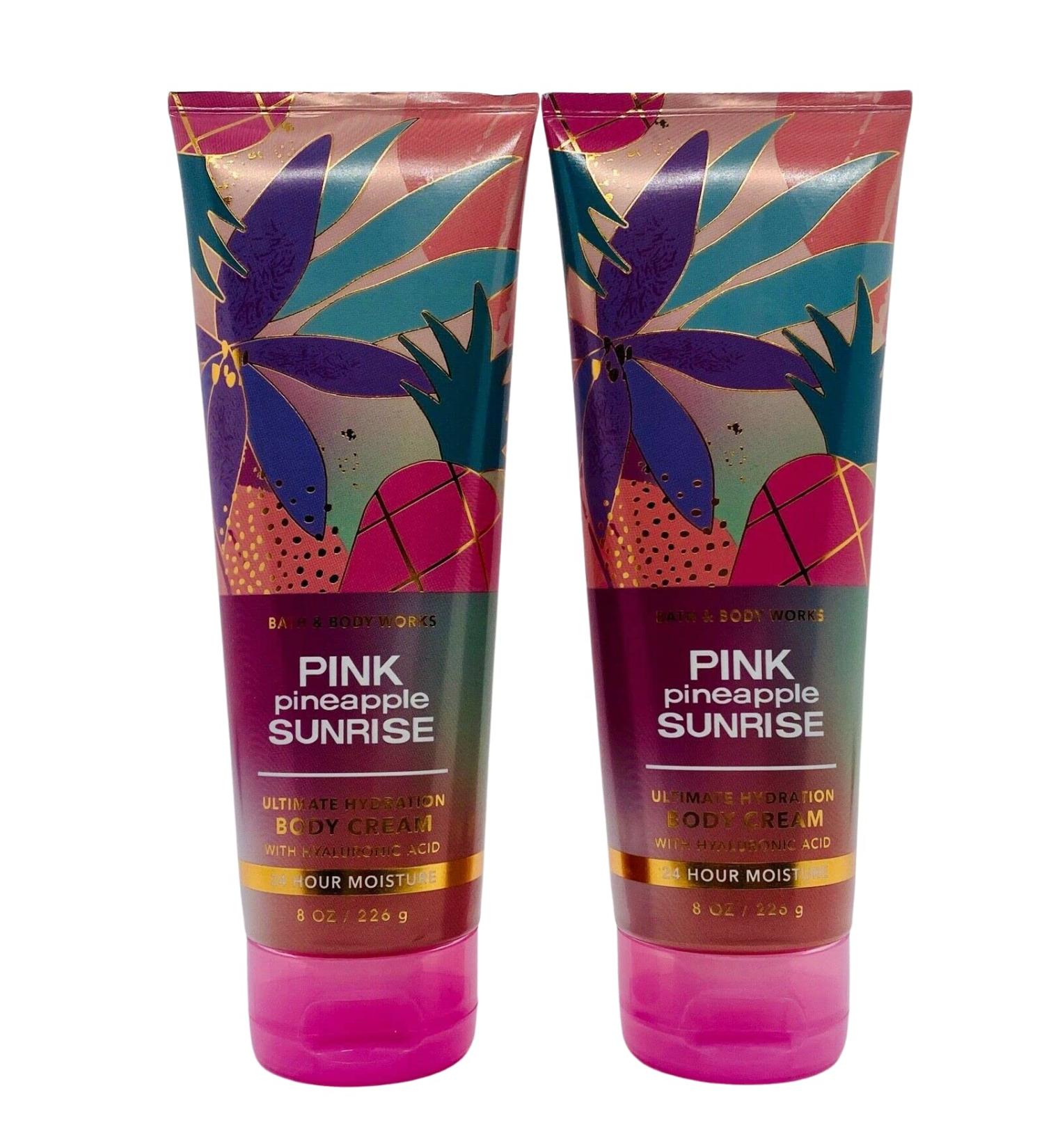 Bath & Body Ultimate Hydration Body Cream For Women 8 Fl Oz 2- Pack (Pink Pineapple Sunrise)