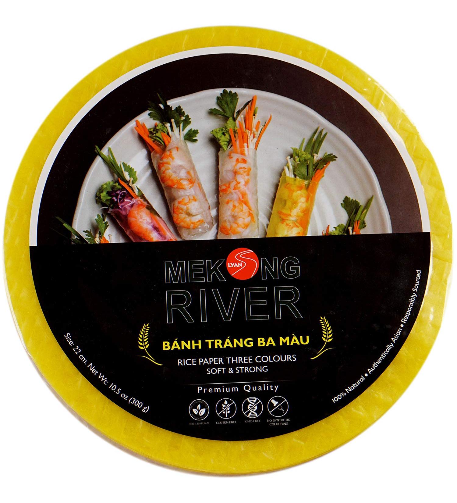  Lyan Mekong River Banh Trang Vietnamese Rice Paper Wrappers Spring Roll Wrappers Rice Wrappers for Vegan Spring Rolls- (300g Square 22cm) 3 Colours - Buy Online on GoSupps.com