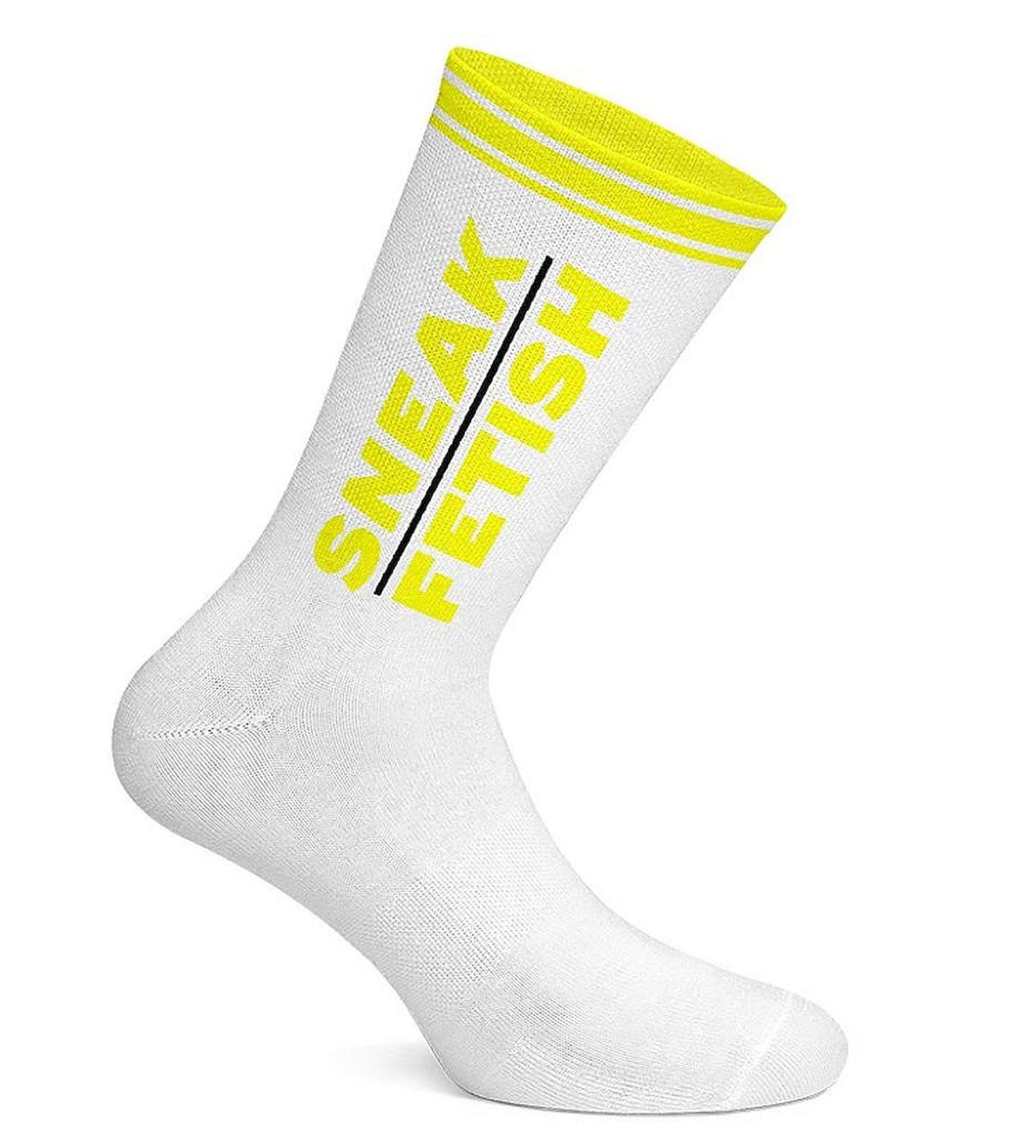 Sneak Freaxx Unisex Sneak Fetish White Neon Yellow One Size socks White (White) S