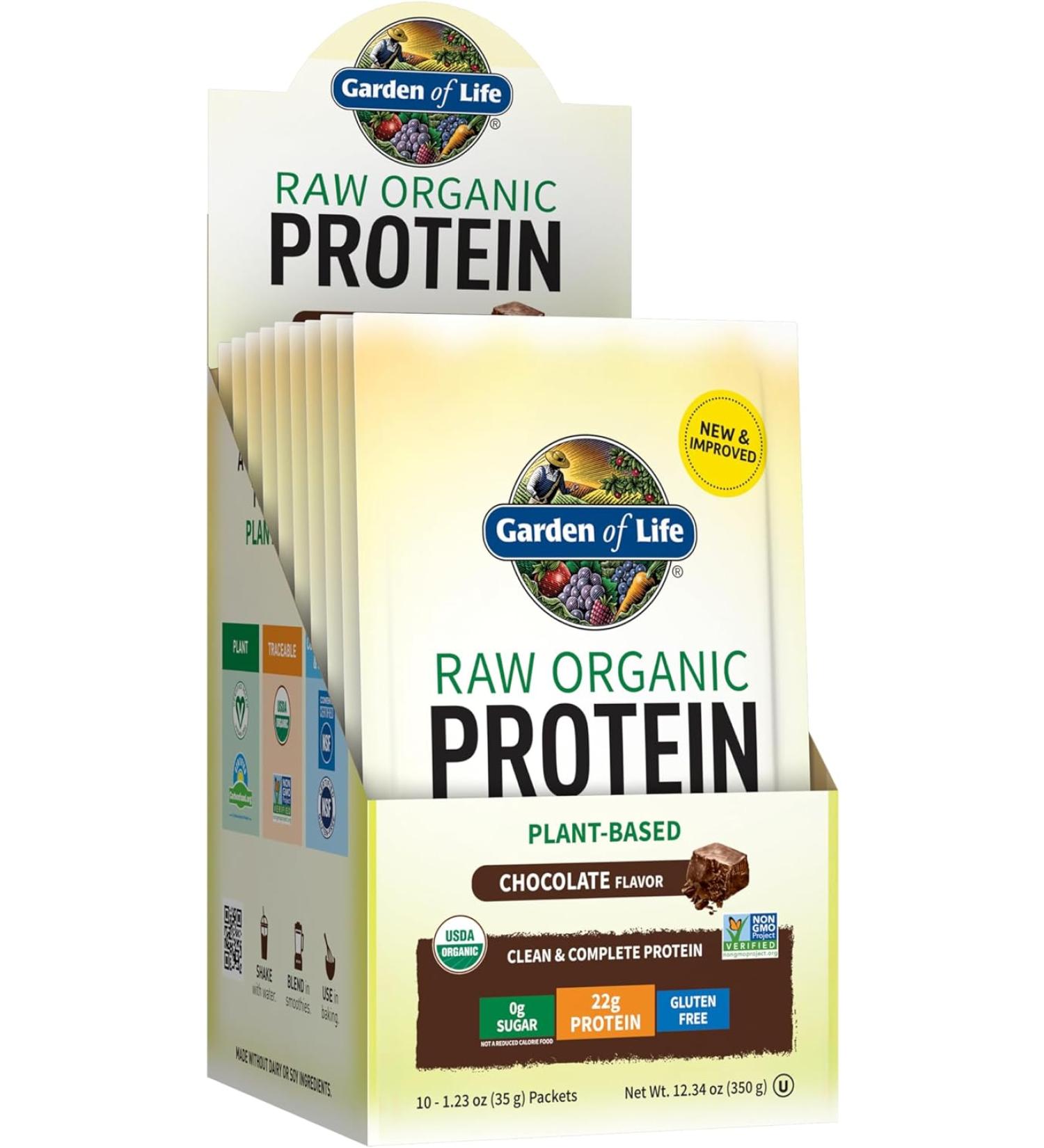 Garden of Life Raw Organic Protein Chocolate Powder - 10 Servings | Vegan & Non-GMO - Buy Online on GoSupps.com