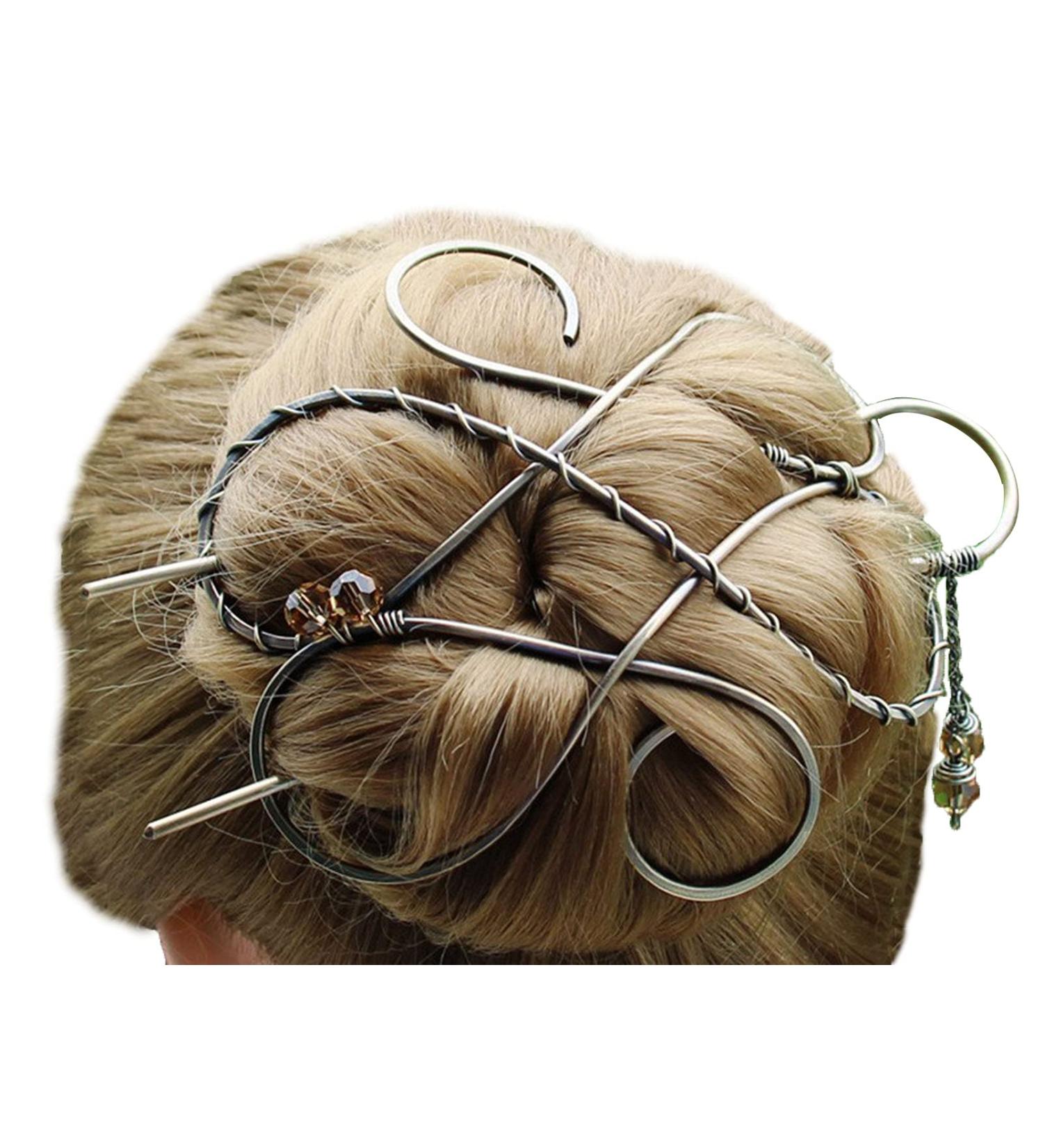Silver Celtic Hair Clip - Large Metal Hair Fork for Long Thick Hair - Women's Christmas Gift - Buy Online on GoSupps.com