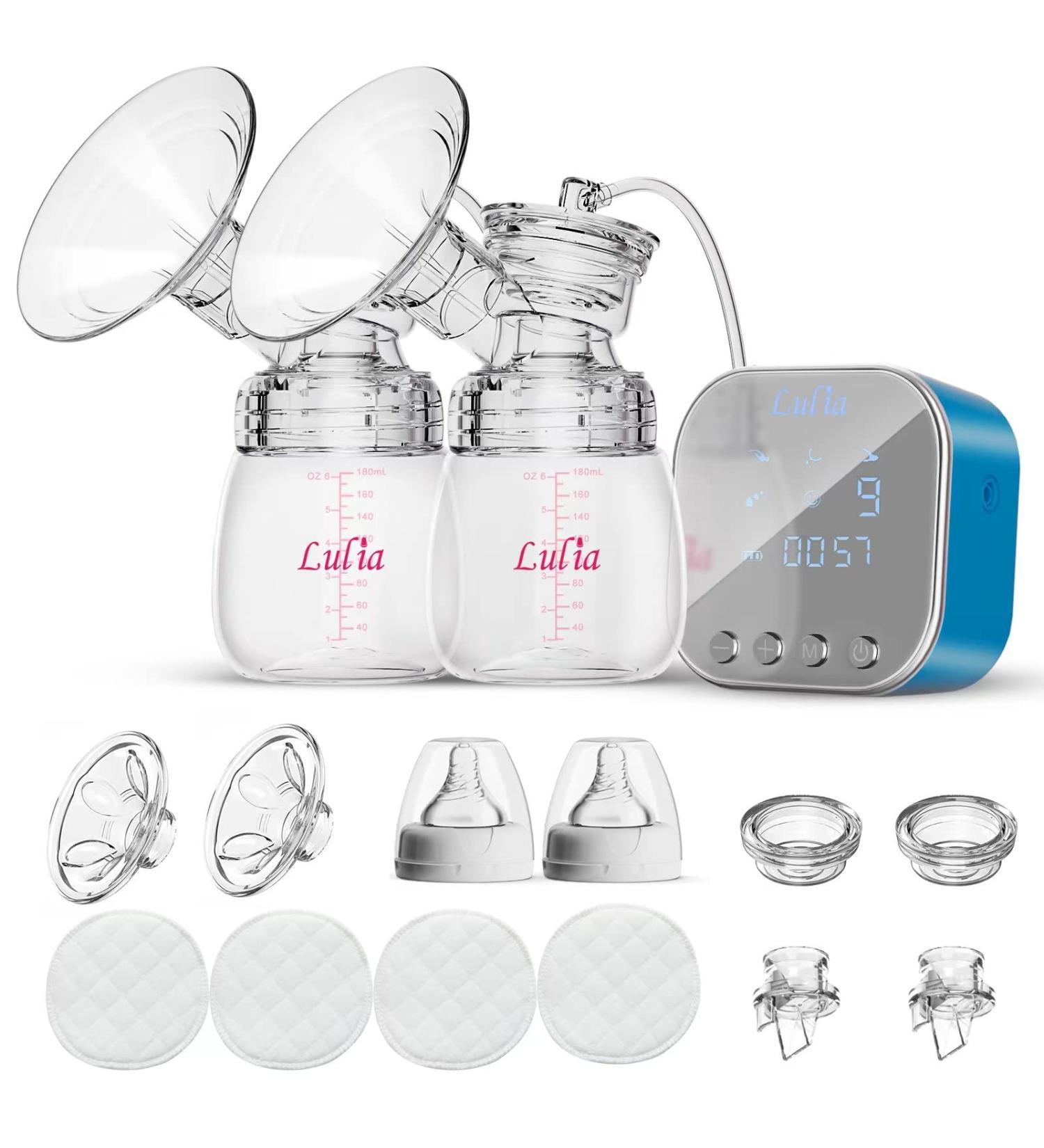 2023 Upgraded Lulia Double Electric Breast Pump - Portable, Strong Suction, Painless - 2 Flange Sizes, 4 Modes, 9 Levels - Ultra Silent, Rechargeable - Blue - Buy Online on GoSupps.com