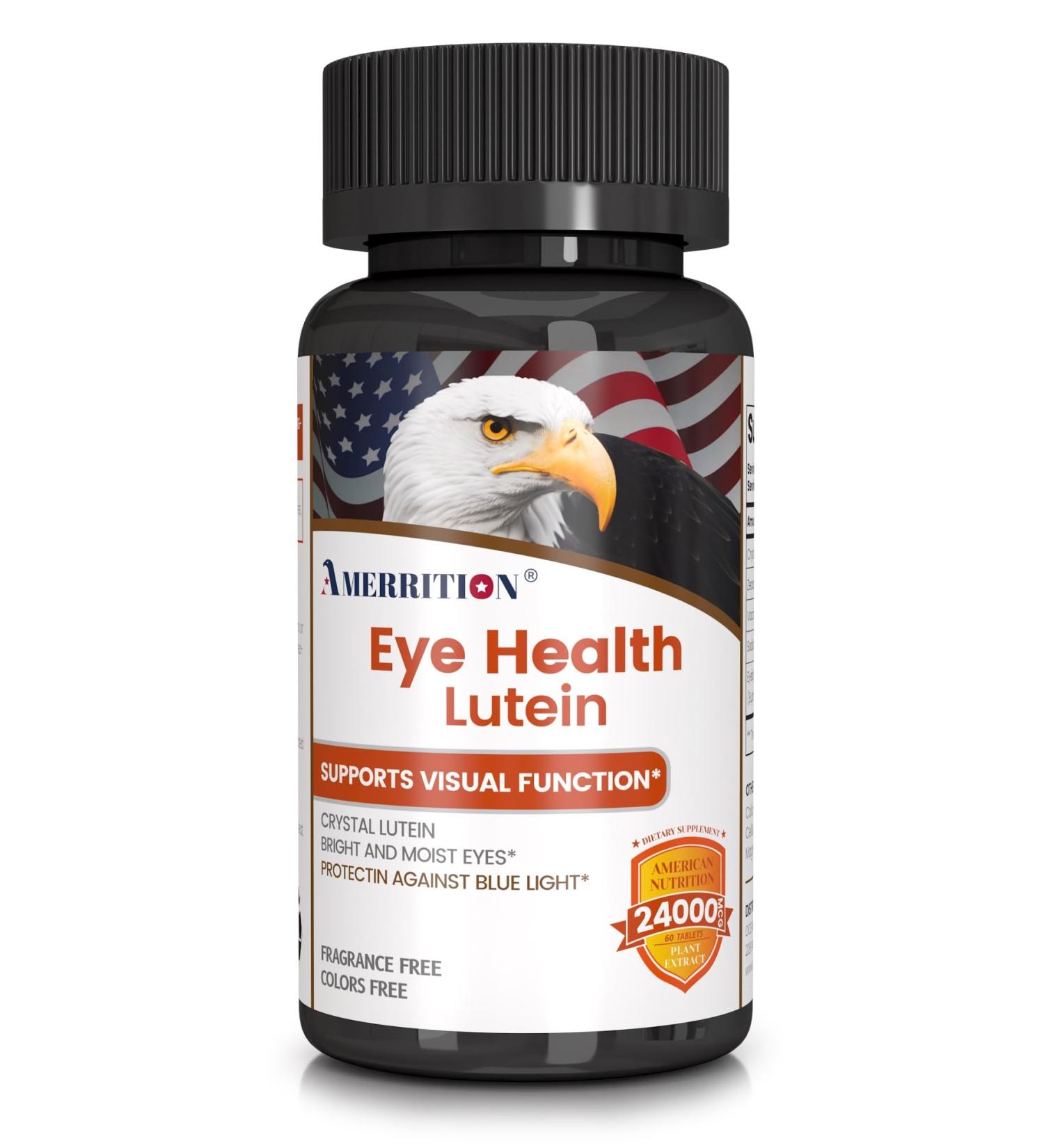 Amerrition Advanced Lutein Eye Health Supplement - Enhanced with Zeaxanthin Supports Vision & Eye Health - Non-GMO & Gluten Free - Natural Eye Vitamin Tablets - 60ct - Buy Online on GoSupps.com