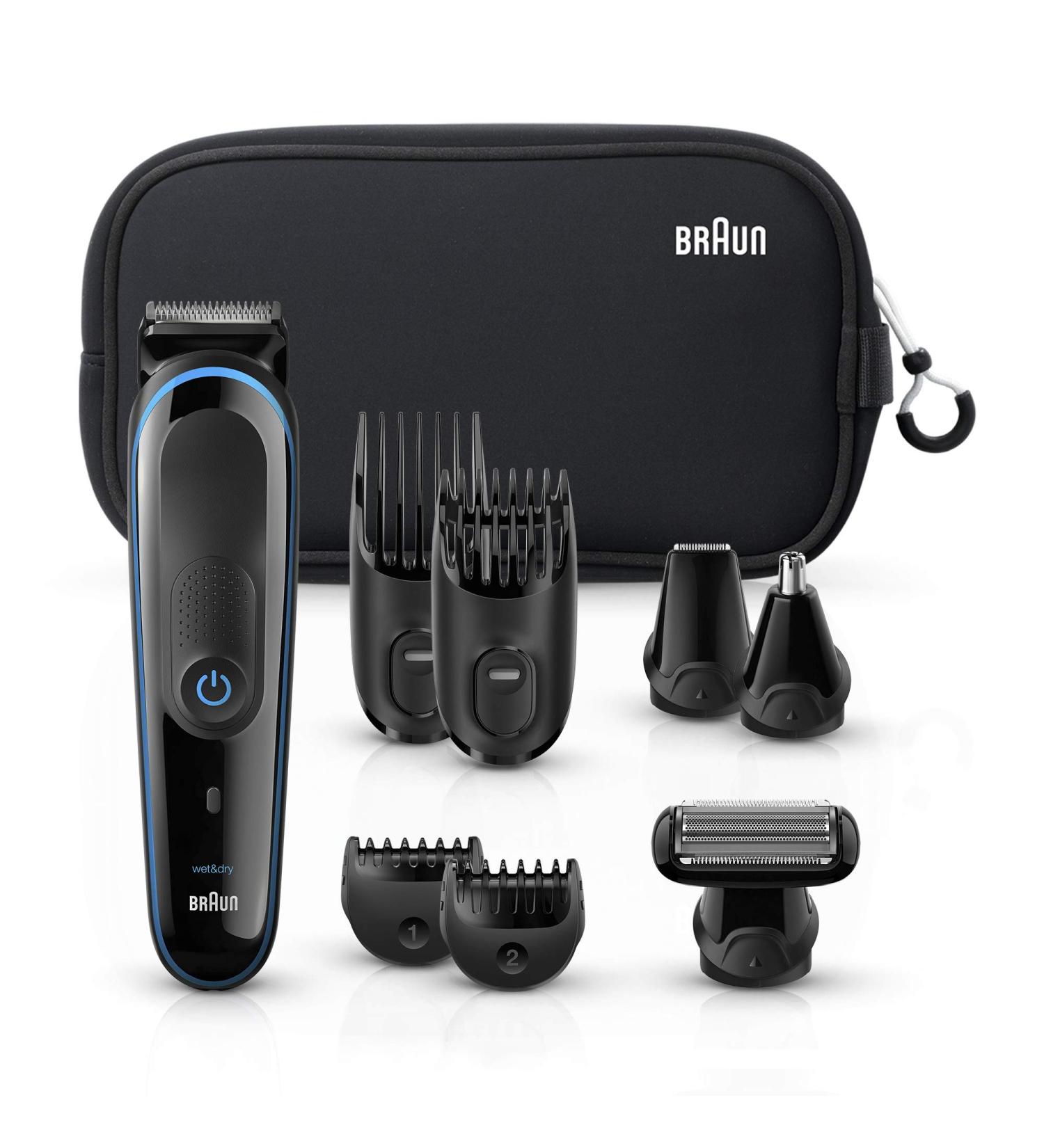 Braun MGK3980 9-in-1 Hair Clippers for Men - Beard, Ear & Nose Trimmer, Body Grooming Kit with Gillette ProGlide Razor - Cordless & Rechargeable - Black/Blue (9 Piece Set) - Buy Online on GoSupps.com