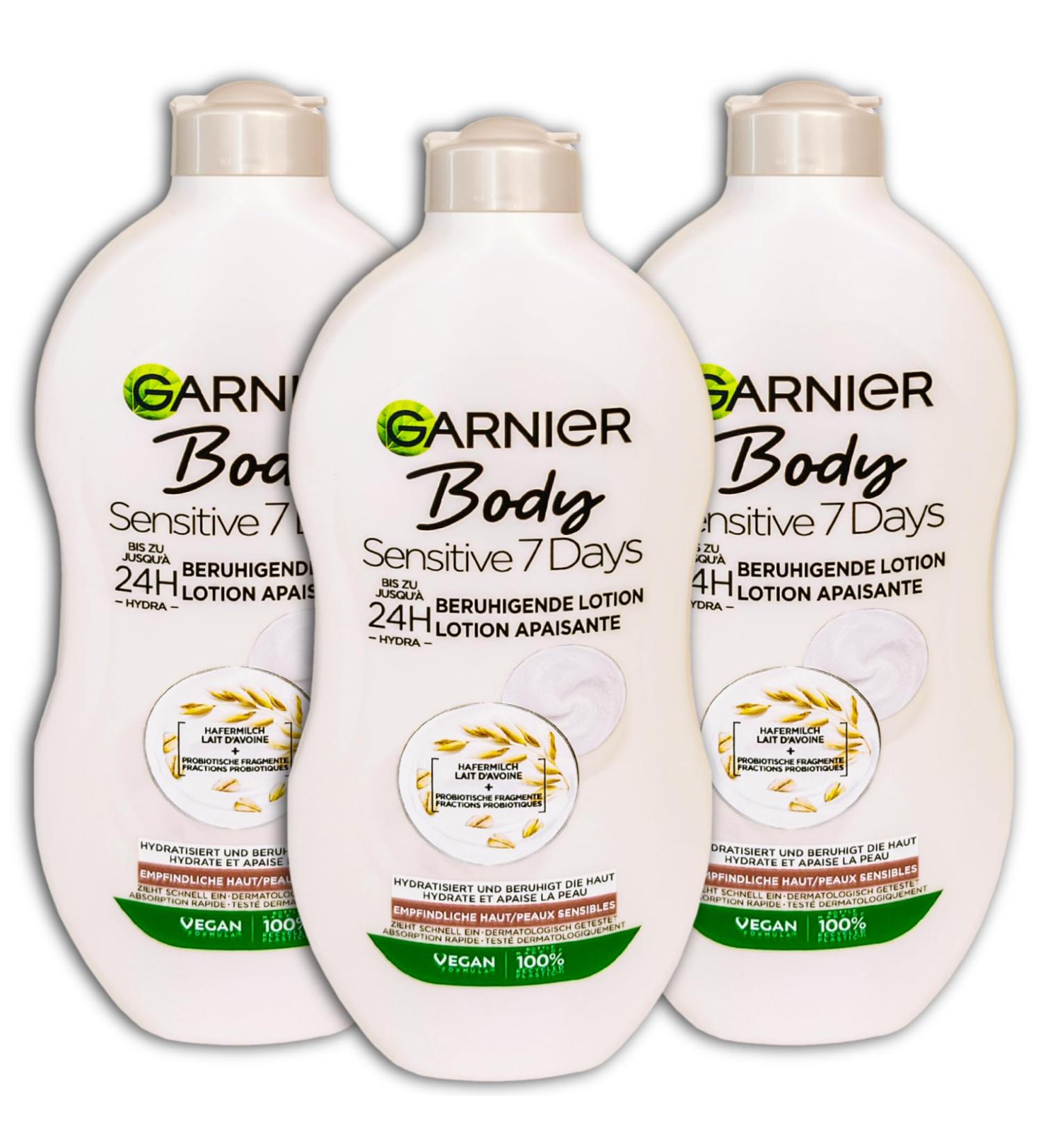 Garnier Body Sensitive Oat Milk Soothing Body Milk 7 Day 3 x 400 ml Pack of 3
