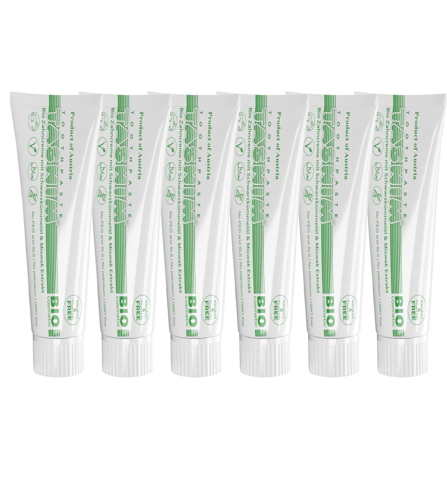 TASNIM Bio 6 Series Pack Toothpaste 75ml | Natural Miswak & Organic Black Cumin Oil | Fluoride-Free PEG & SLS-Free GMO-Free Gluten-Free Alcohol-Free Biocosmetics - Buy Online on GoSupps.com
