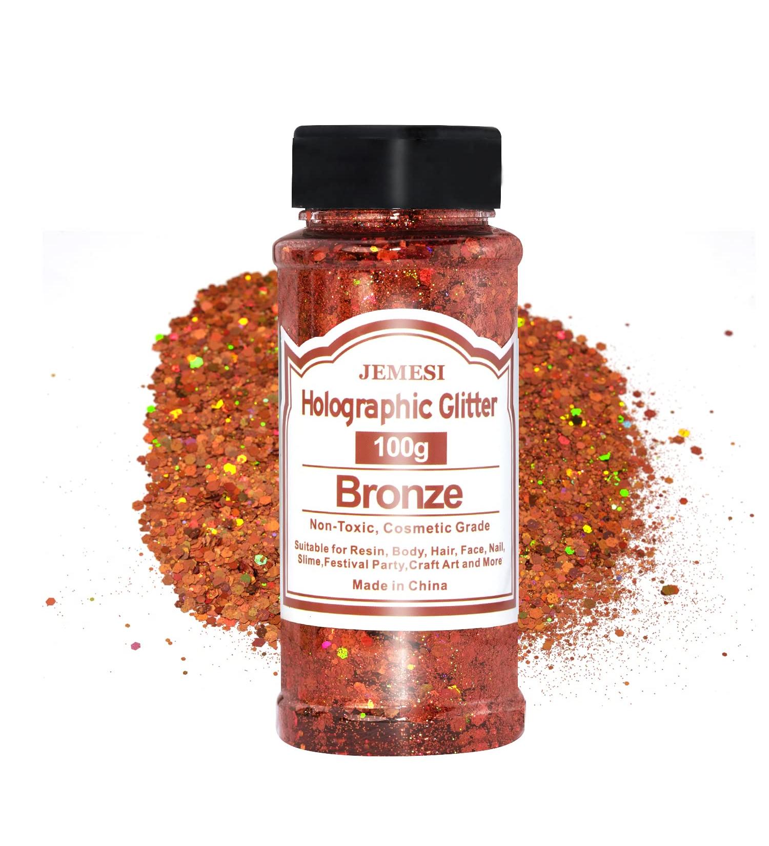 Holographic Chunky Glitter 100g Bronze for Epoxy Resin, Nail Sequins, Body, Face, Hair - Glitter Slime Making - Buy Online on GoSupps.com