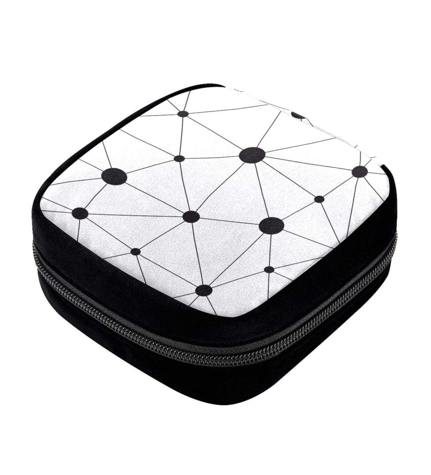 GIAPB Period Bag | Sanitary Napkin Storage & Makeup Pouch | Black Node Design | White Background | Color 4512 - Buy Online on GoSupps.com