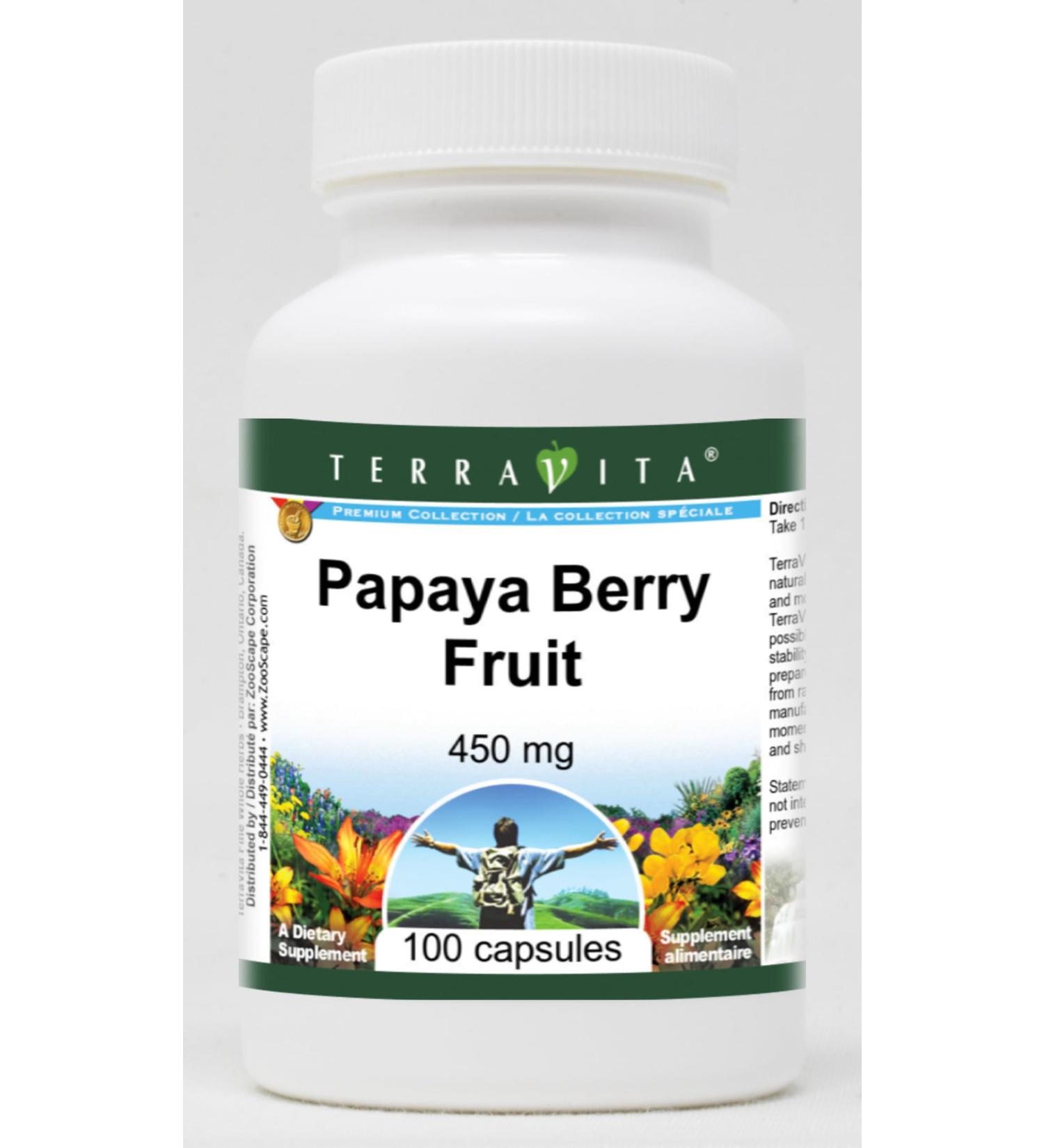 Papaya Berry Fruit - 450 mg (100 Capsules ZIN: 511018) - Buy Online on GoSupps.com