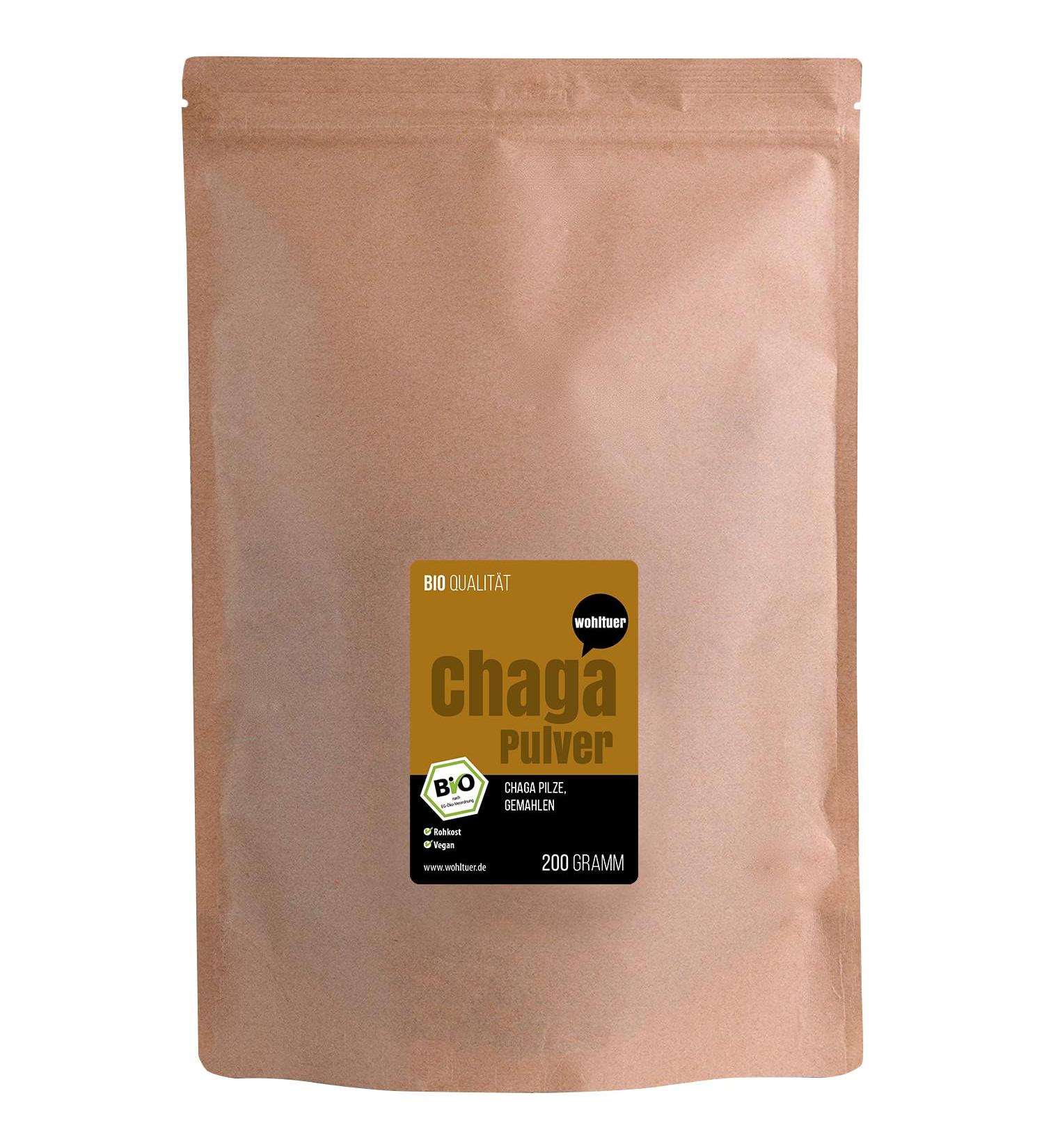  Wohltuer Organic Chaga Powder 200g Raw Food Grade Vital Chaga Organic Mushroom Powder Chaga Tea from the Wild Collection - Buy Online on GoSupps.com